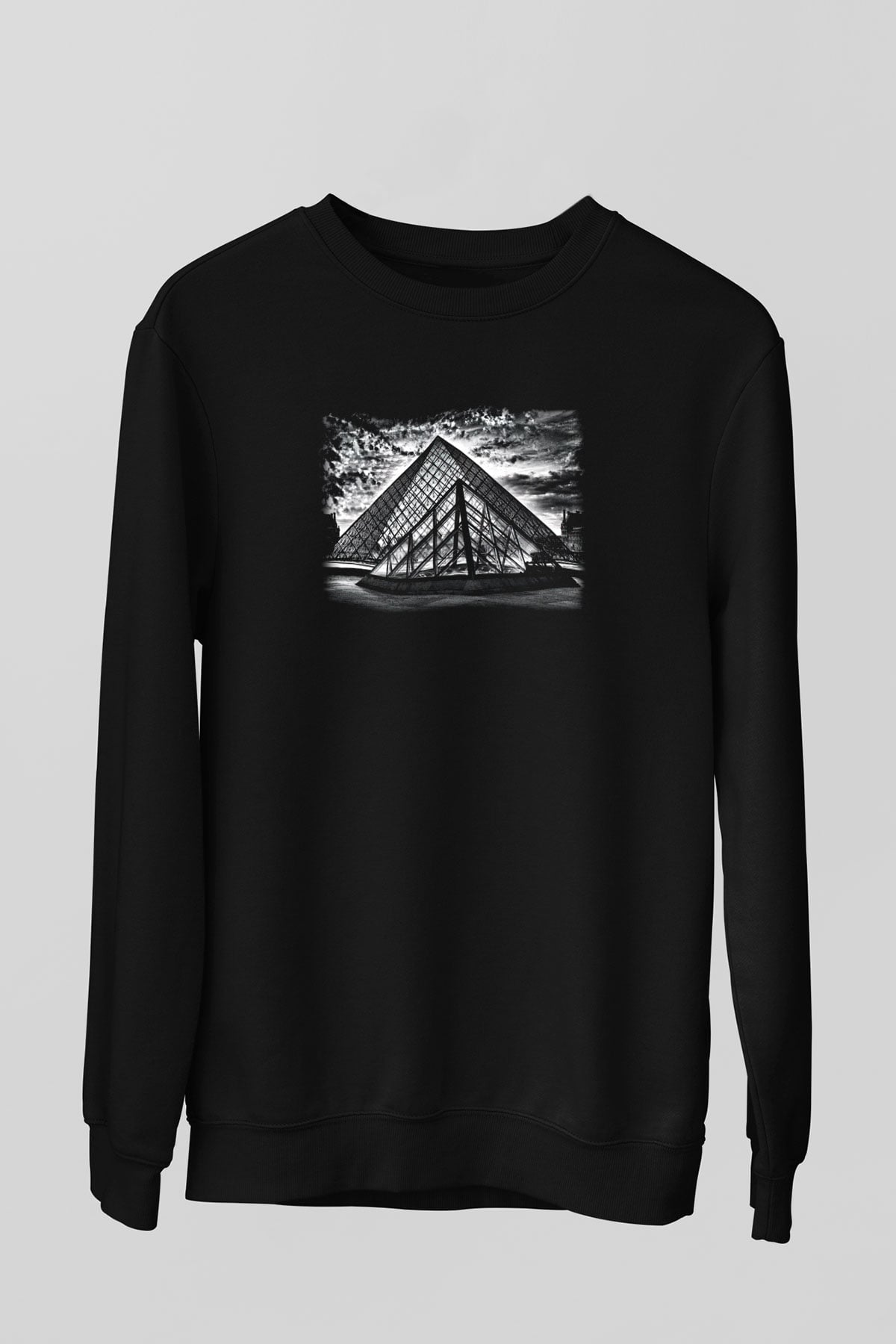 Louvre Müzesi Siyah Unisex Sweatshirt