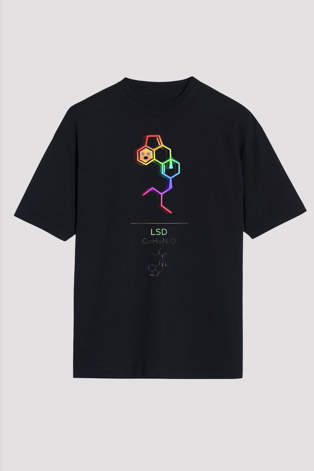 LSD Molekülü Baskılı Unisex Oversize Tişört - Tshirt