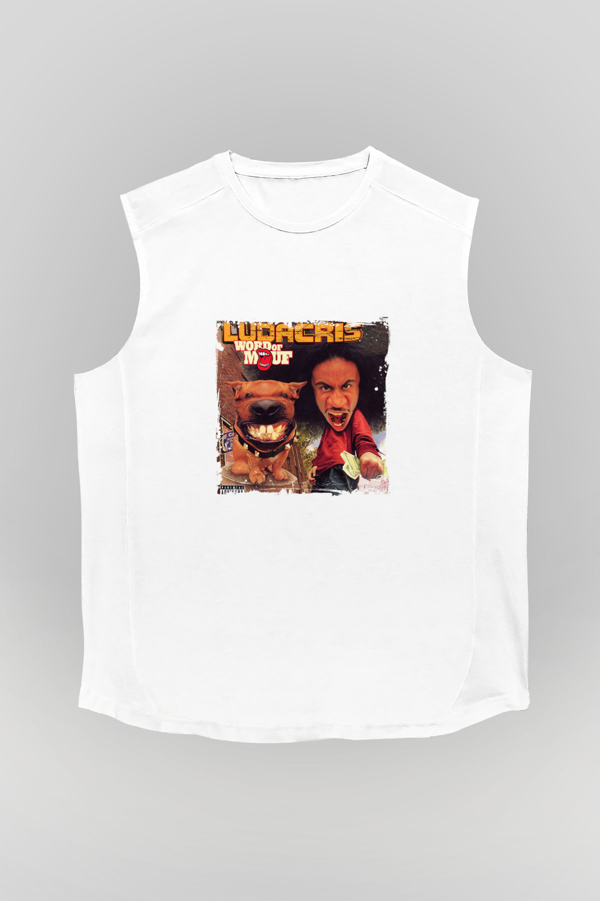 Ludacris Baskılı Unisex Beyaz Kolsuz Tişört