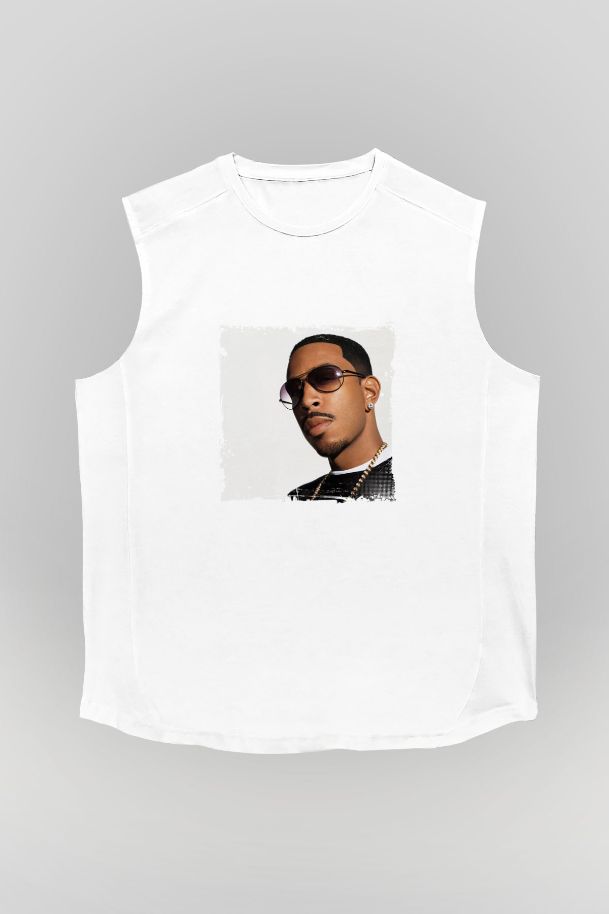 Ludacris Baskılı Unisex Beyaz Kolsuz Tişört