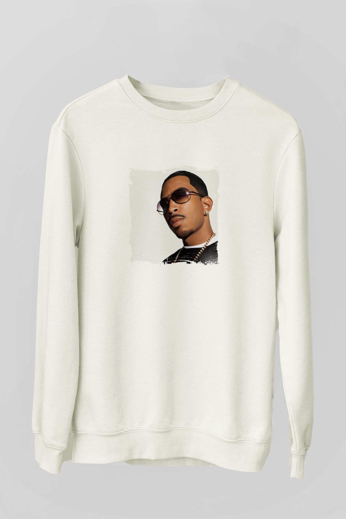 Ludacris Baskılı Unisex Beyaz Sweatshirt