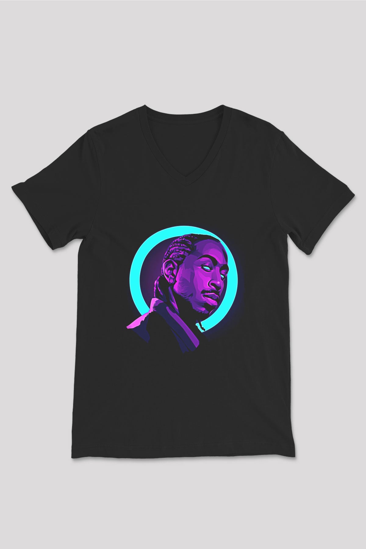 Ludacris Baskılı Unisex Siyah V Yaka Tişört - Tshirt