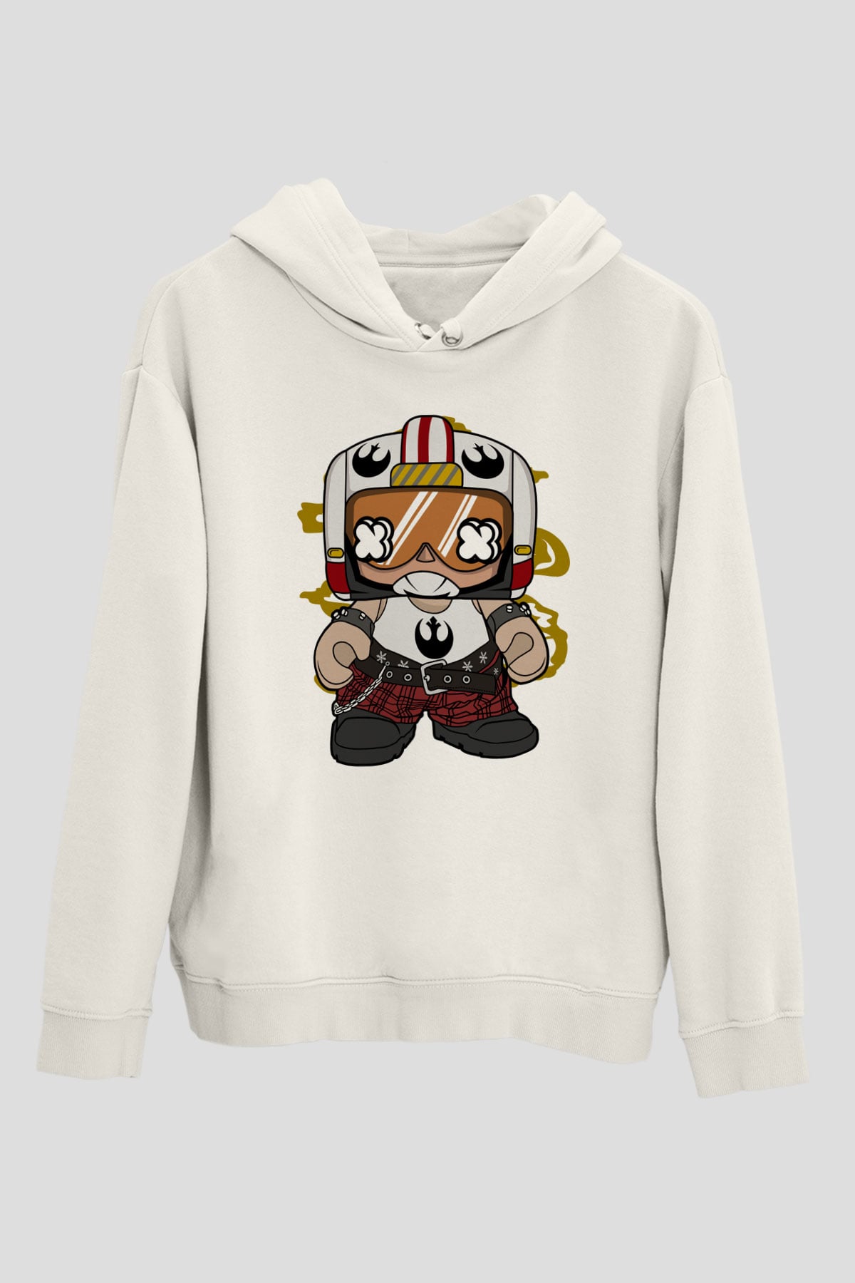 Luke Skypunk Baskılı Beyaz Unisex Hoodie