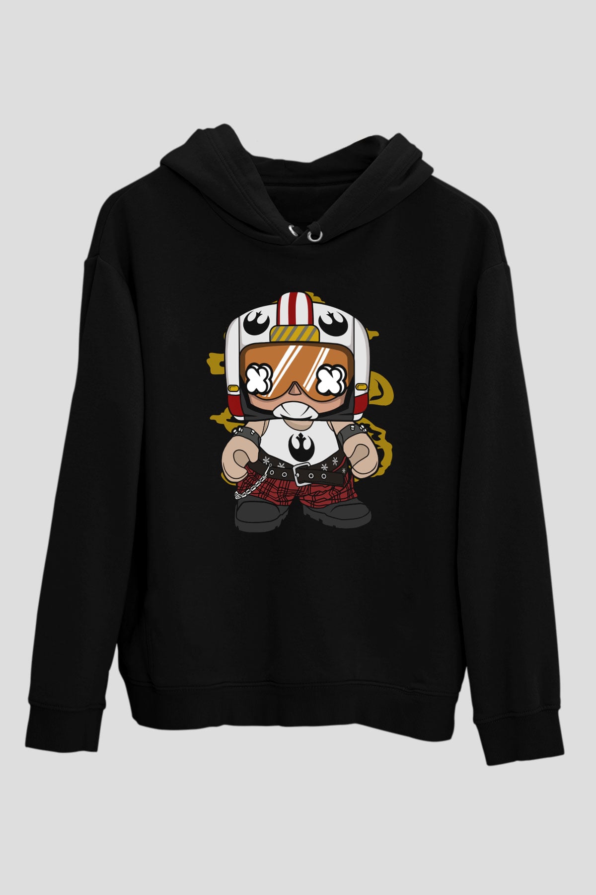Luke Skypunk Baskılı Siyah Unisex Hoodie