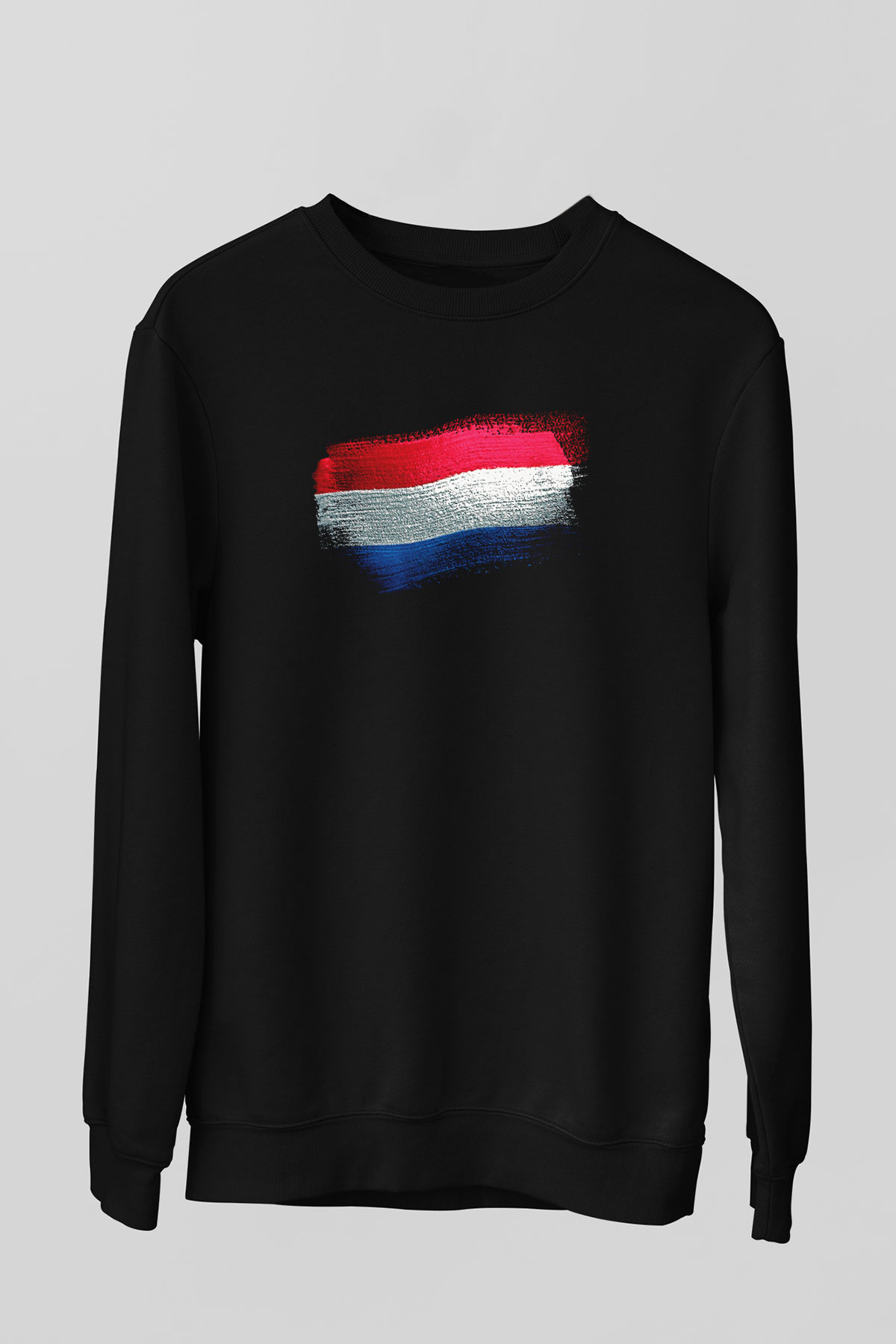 Lüksemburg - Luxembourg Bayrağı Baskılı Unisex Siyah Sweatshirt