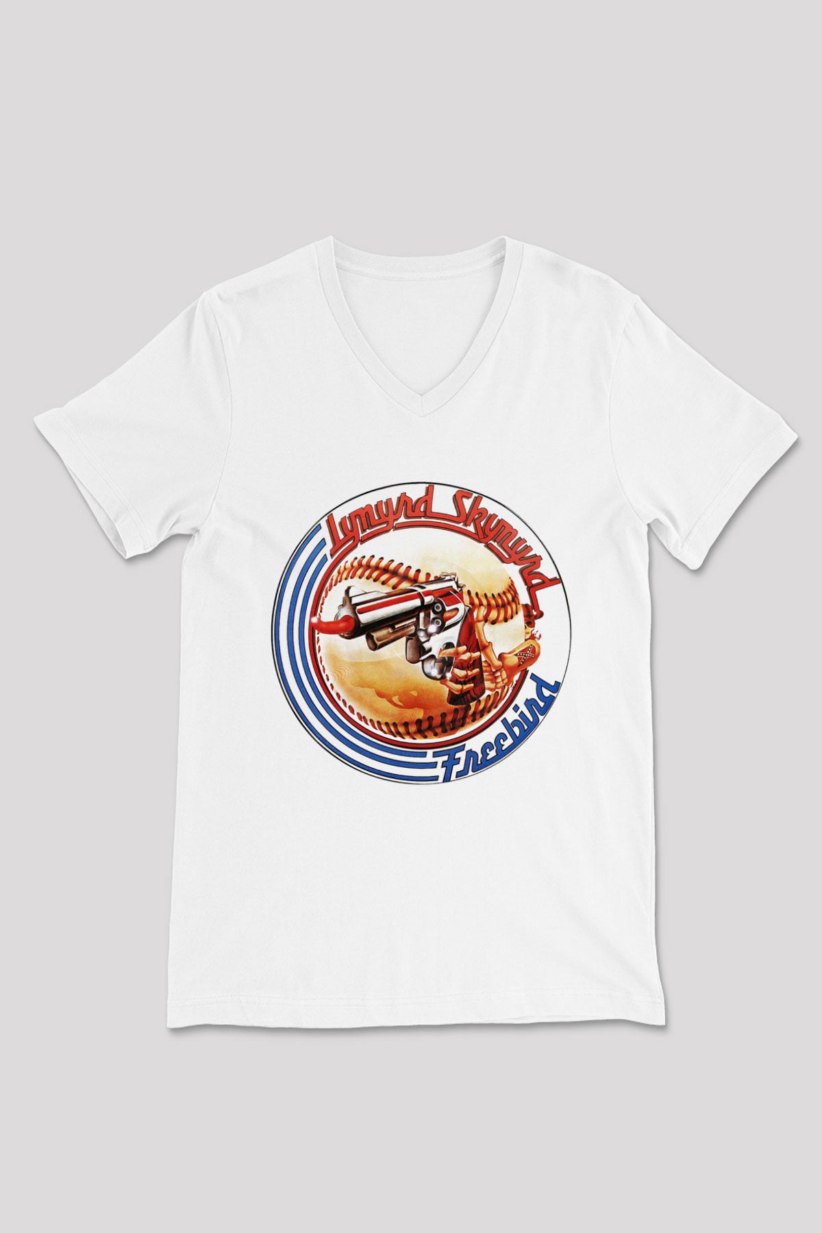 Lynyrd Skynyrd Beyaz Unisex V Yaka Tişört T-Shirt