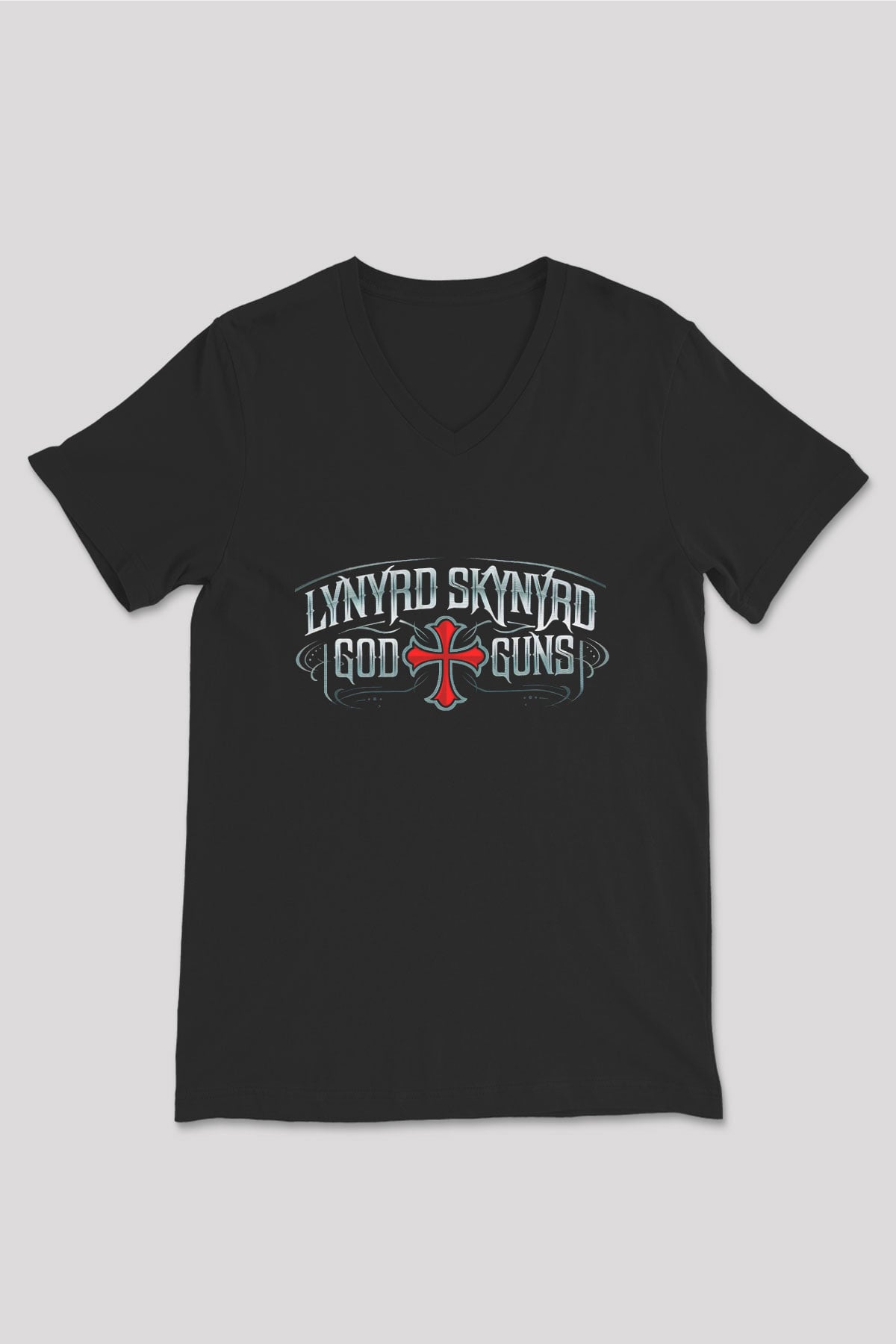 Lynyrd Skynyrd Siyah Unisex V Yaka Tişört T-Shirt