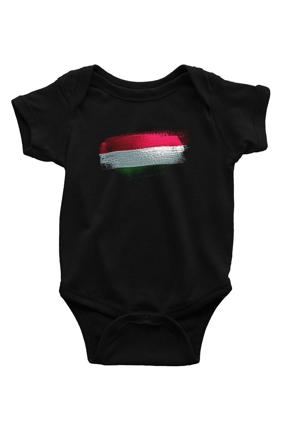 Macaristan - Hungary Bayrağı Baskılı Unisex Siyah Bebek Body - Zıbın