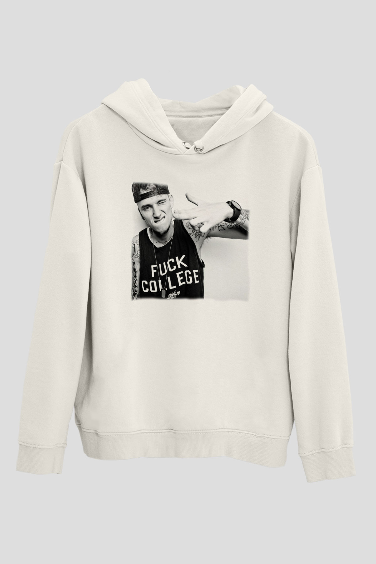 Machine Gun Kelly Beyaz Unisex Kapşonlu Sweatshirt