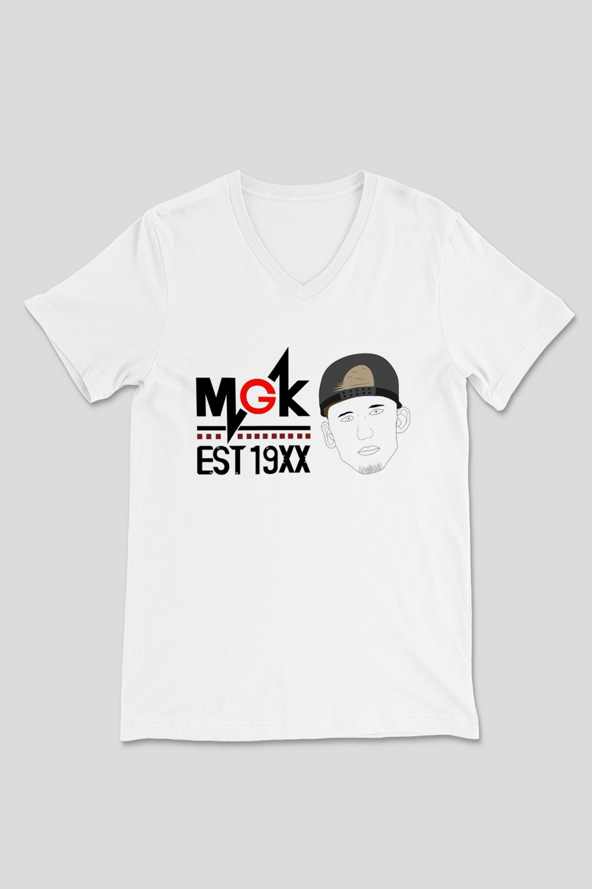 Machine Gun Kelly Beyaz Unisex V Yaka Tişört T-Shirt