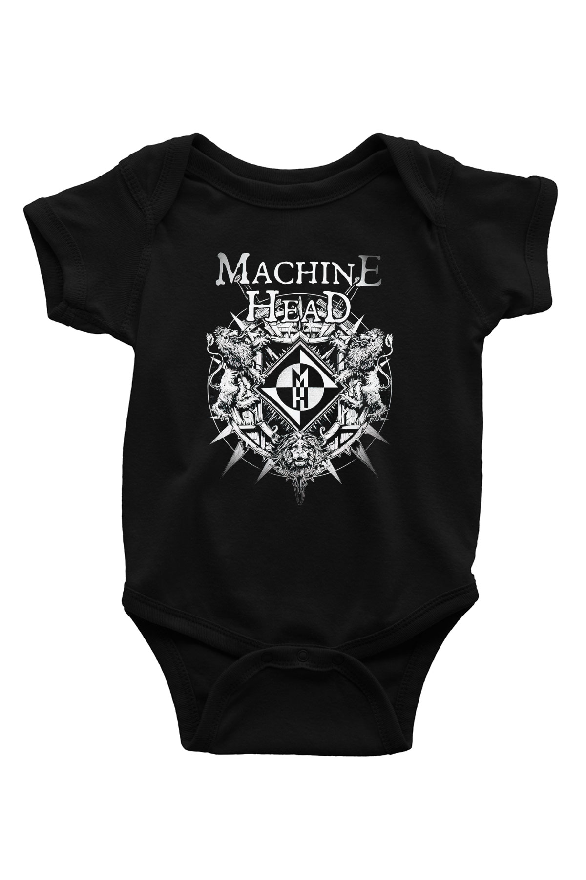 Machine Head Baskılı Siyah Bebek Body - Zıbın
