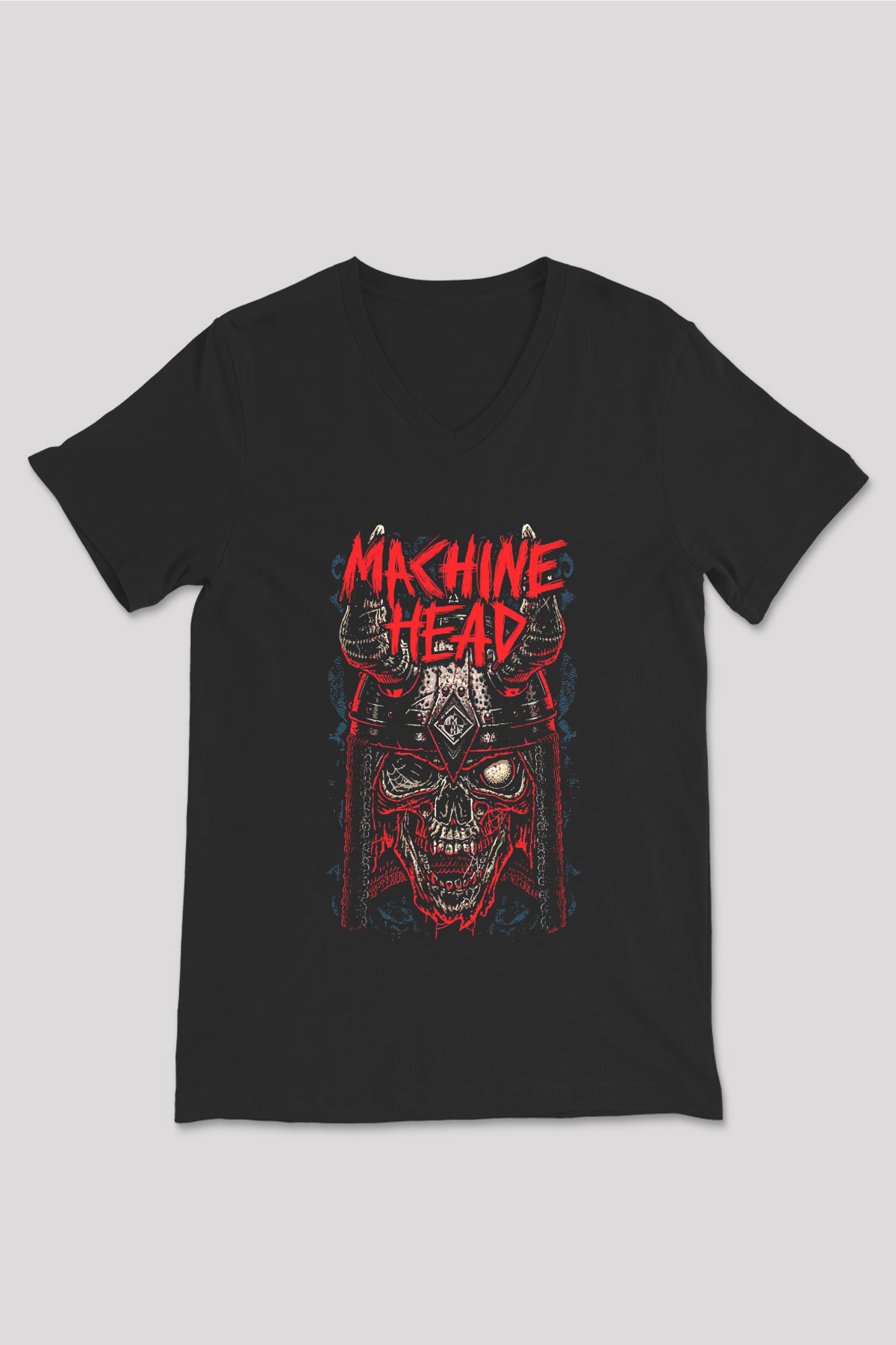 Machine Head Siyah Unisex V Yaka Tişört T-Shirt
