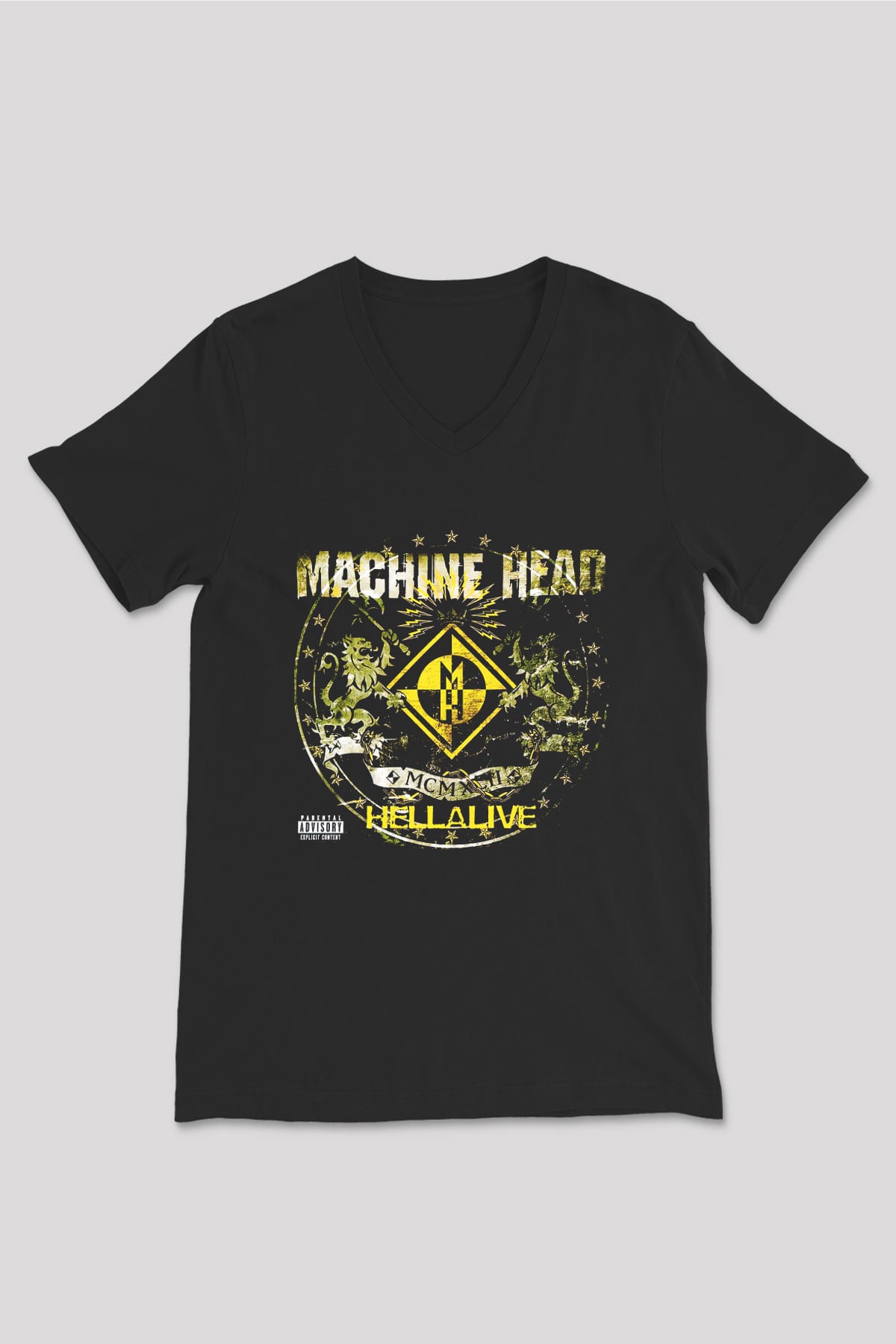 Machine Head Siyah Unisex V Yaka Tişört T-Shirt