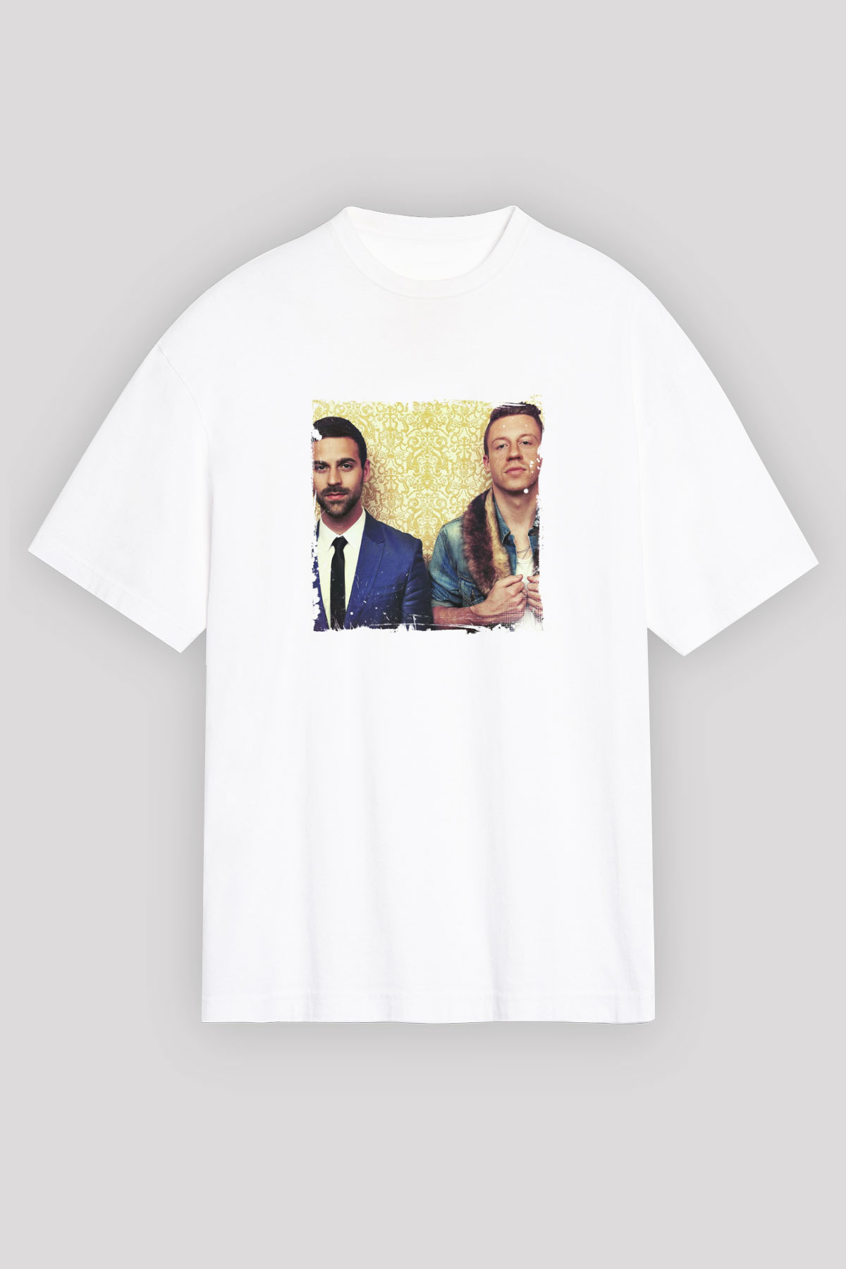 Macklemore Baskılı Unisex Beyaz Tişört