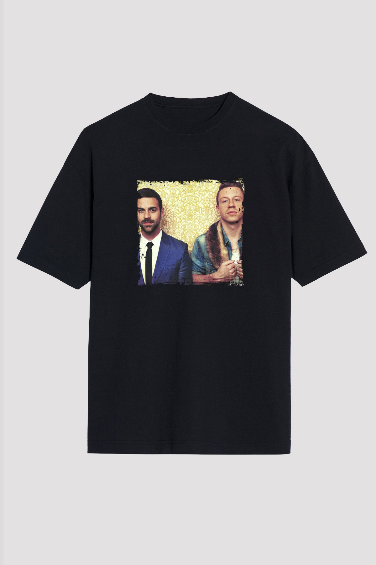 Macklemore Baskılı Unisex Oversize Siyah Tişört