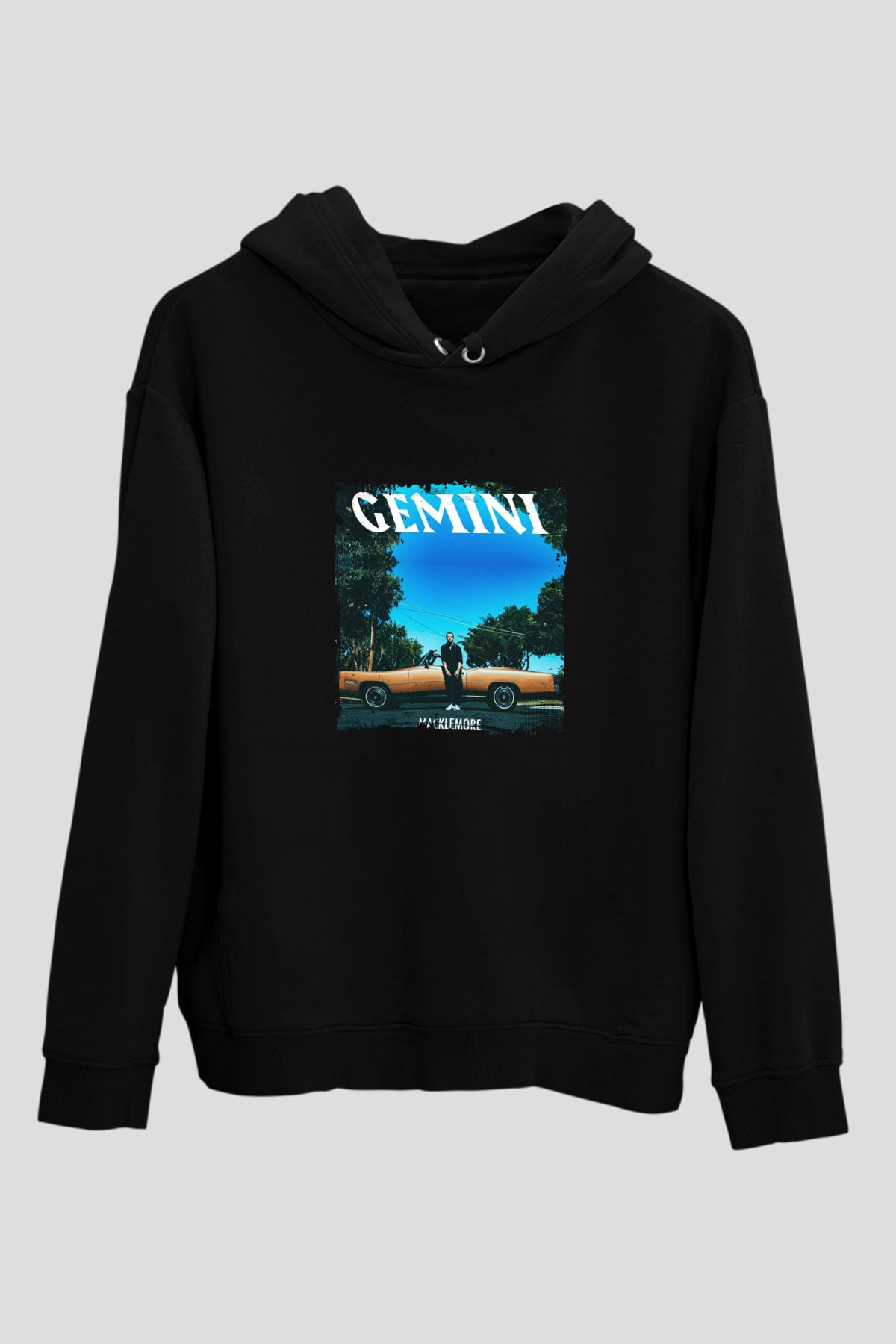 Macklemore Baskılı Unisex Siyah Hoodie