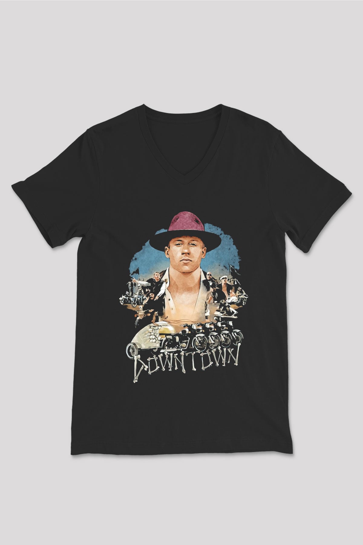 Macklemore Siyah Unisex V Yaka Tişört