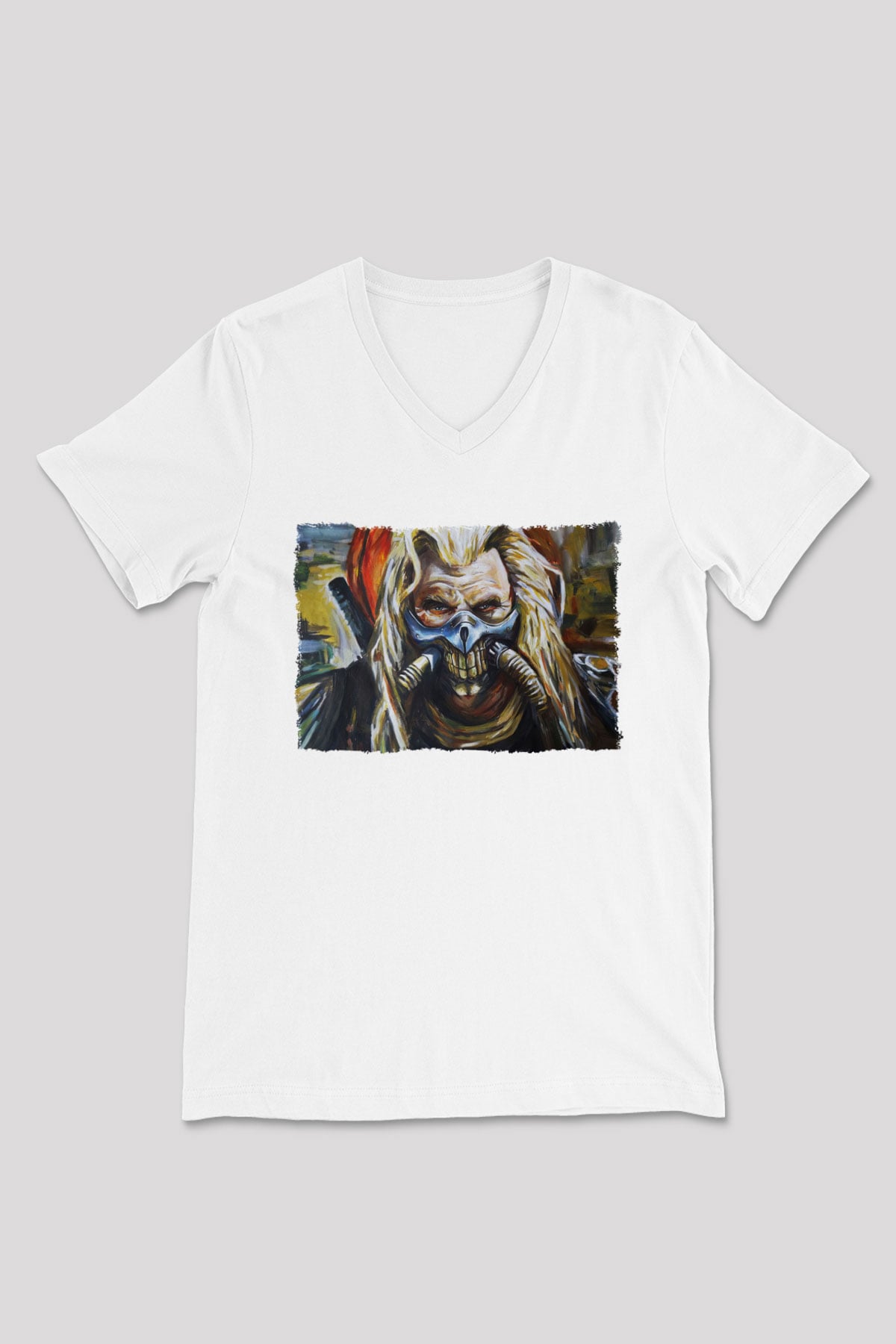 Mad Max Beyaz Unisex V Yaka Tişört