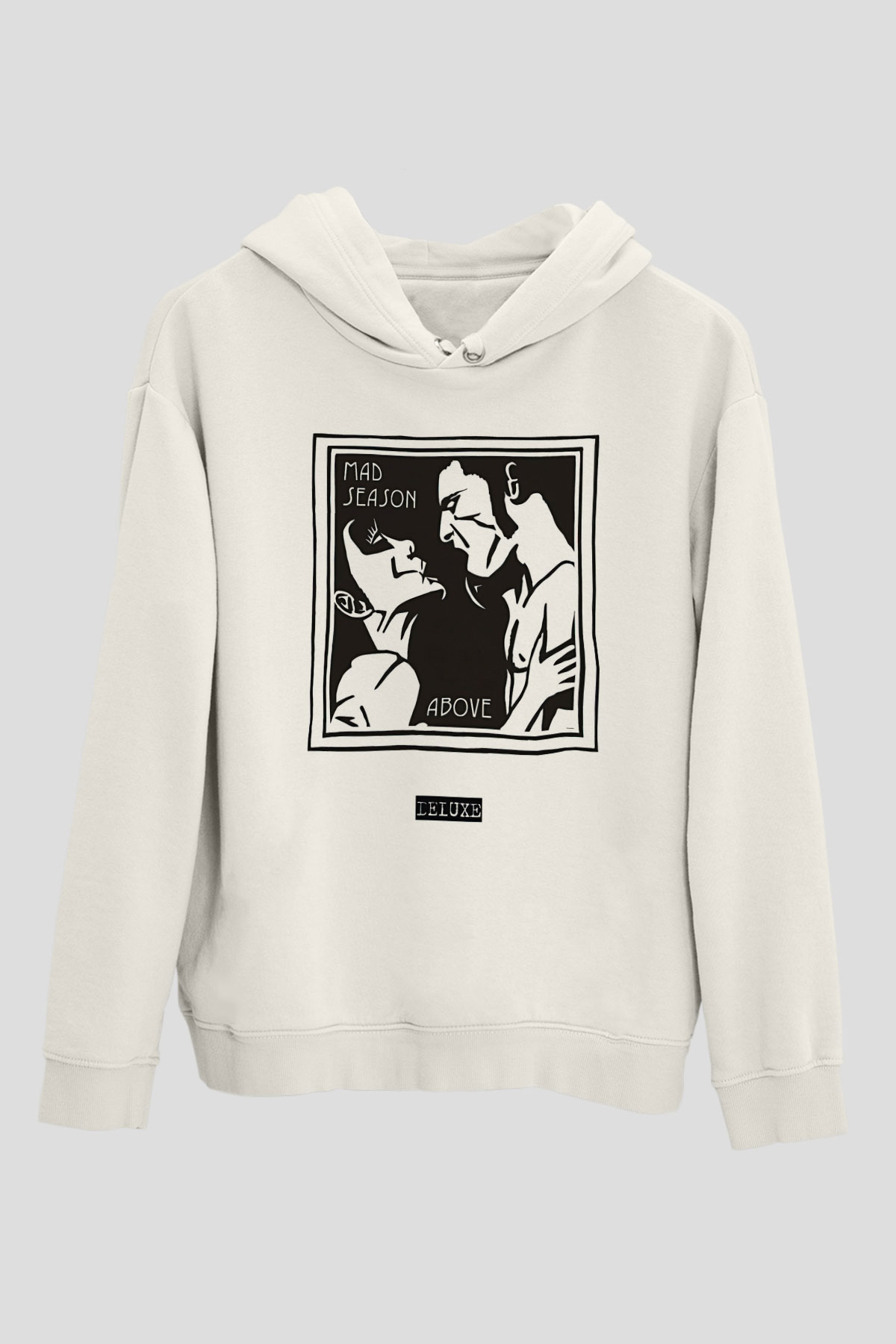 Mad Season Baskılı Beyaz Unisex Kapüşonlu Sweatshirt