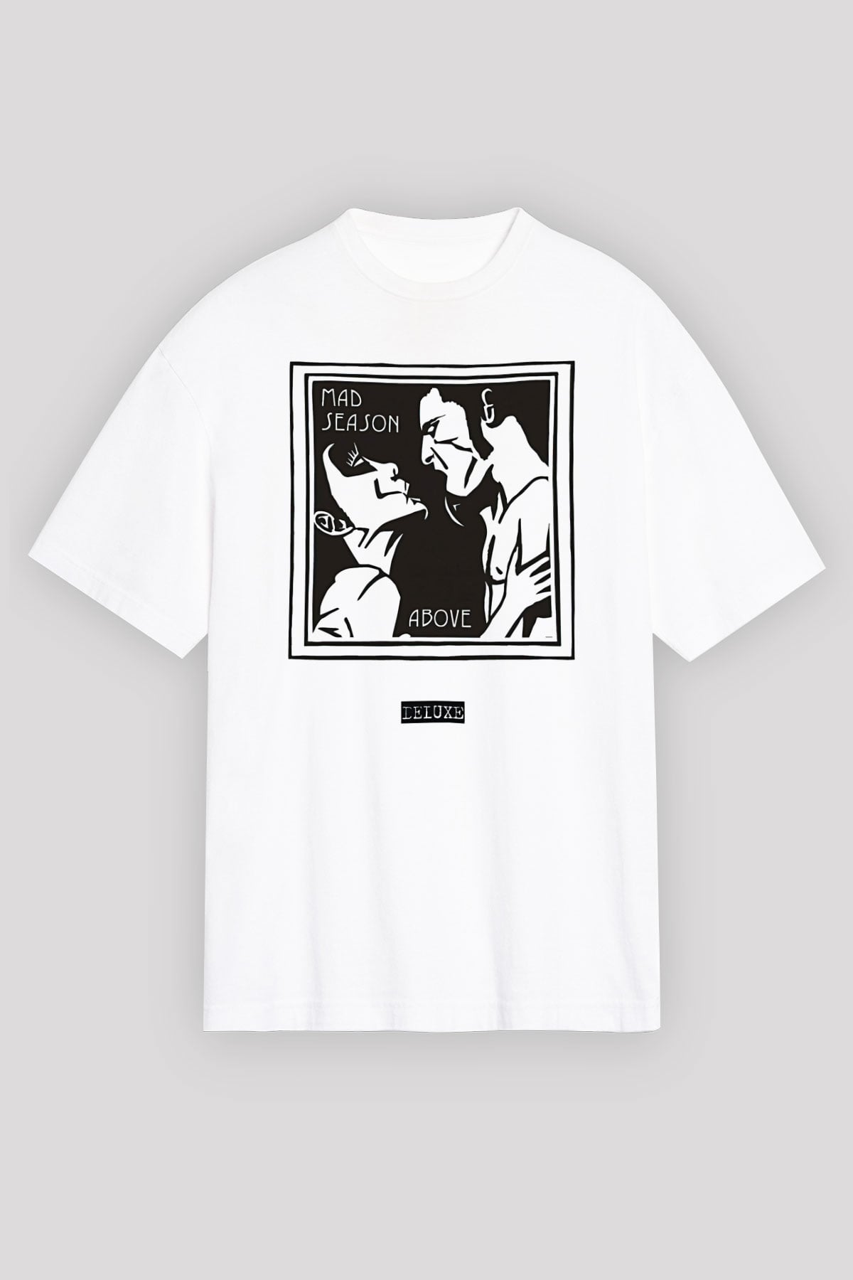 Mad Season Baskılı Beyaz Unisex Oversize Tişört - Tshirt