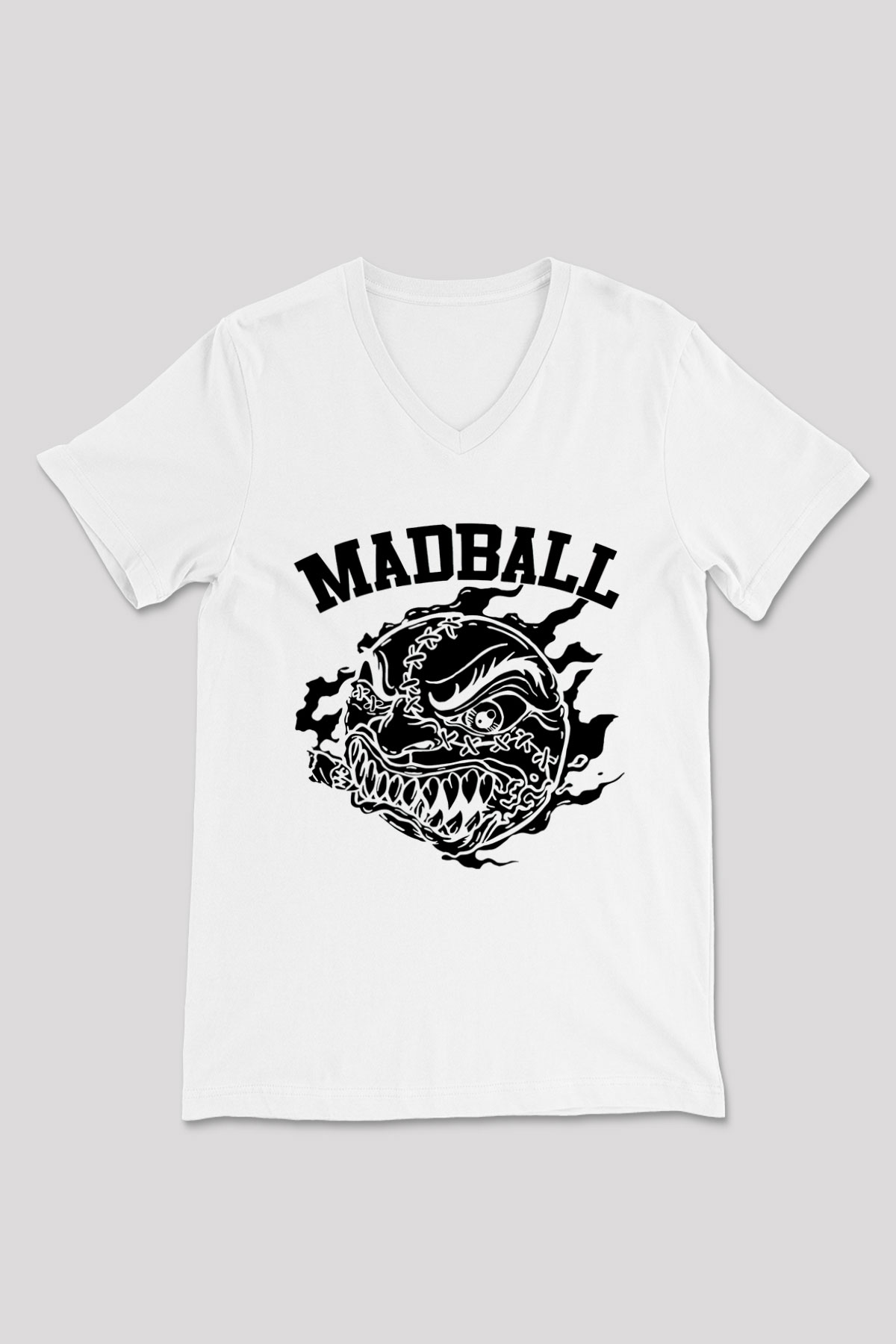 Madball Beyaz Unisex V Yaka Tişört T-Shirt