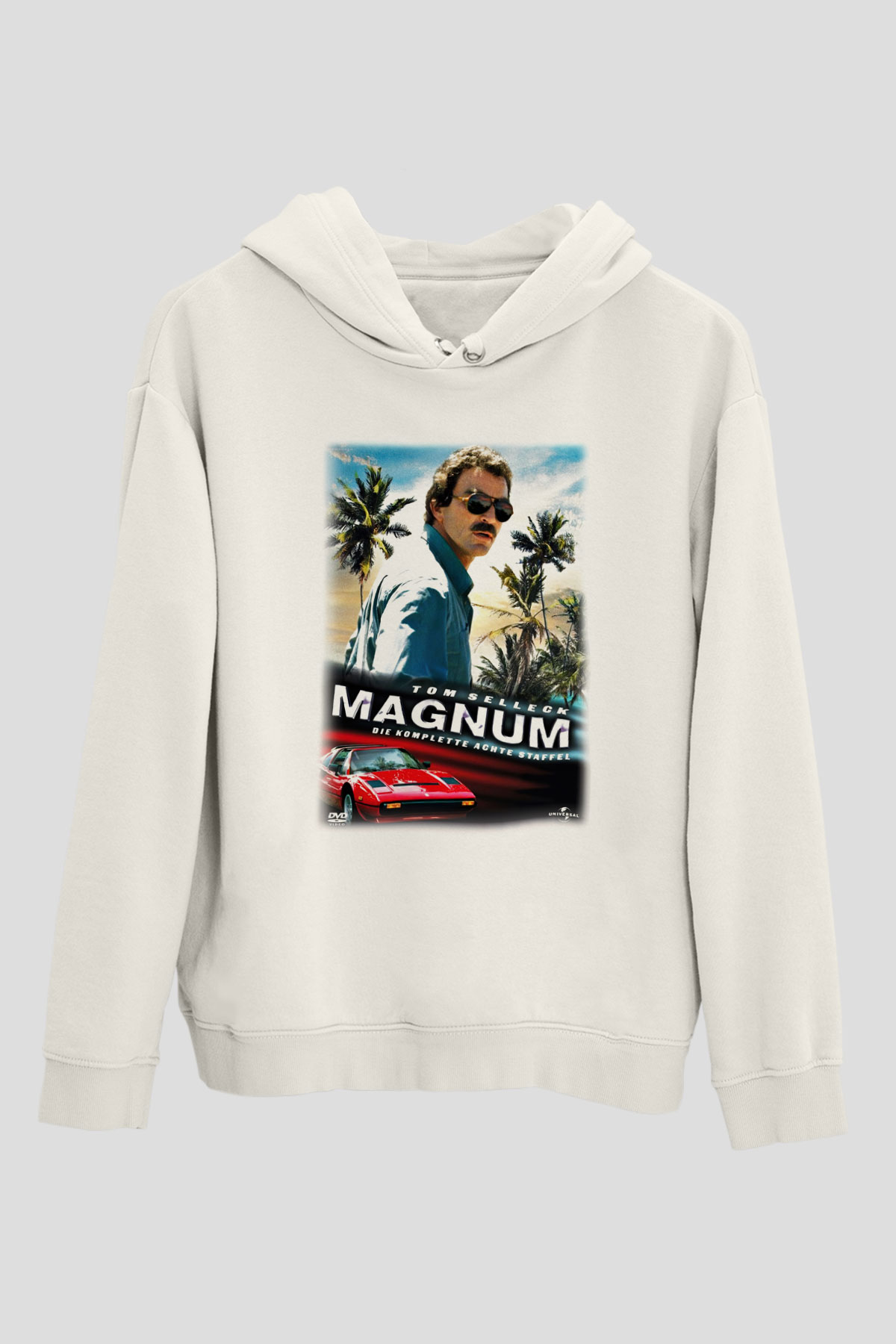 Magnum P.I. Beyaz Unisex Kapşonlu Sweatshirt