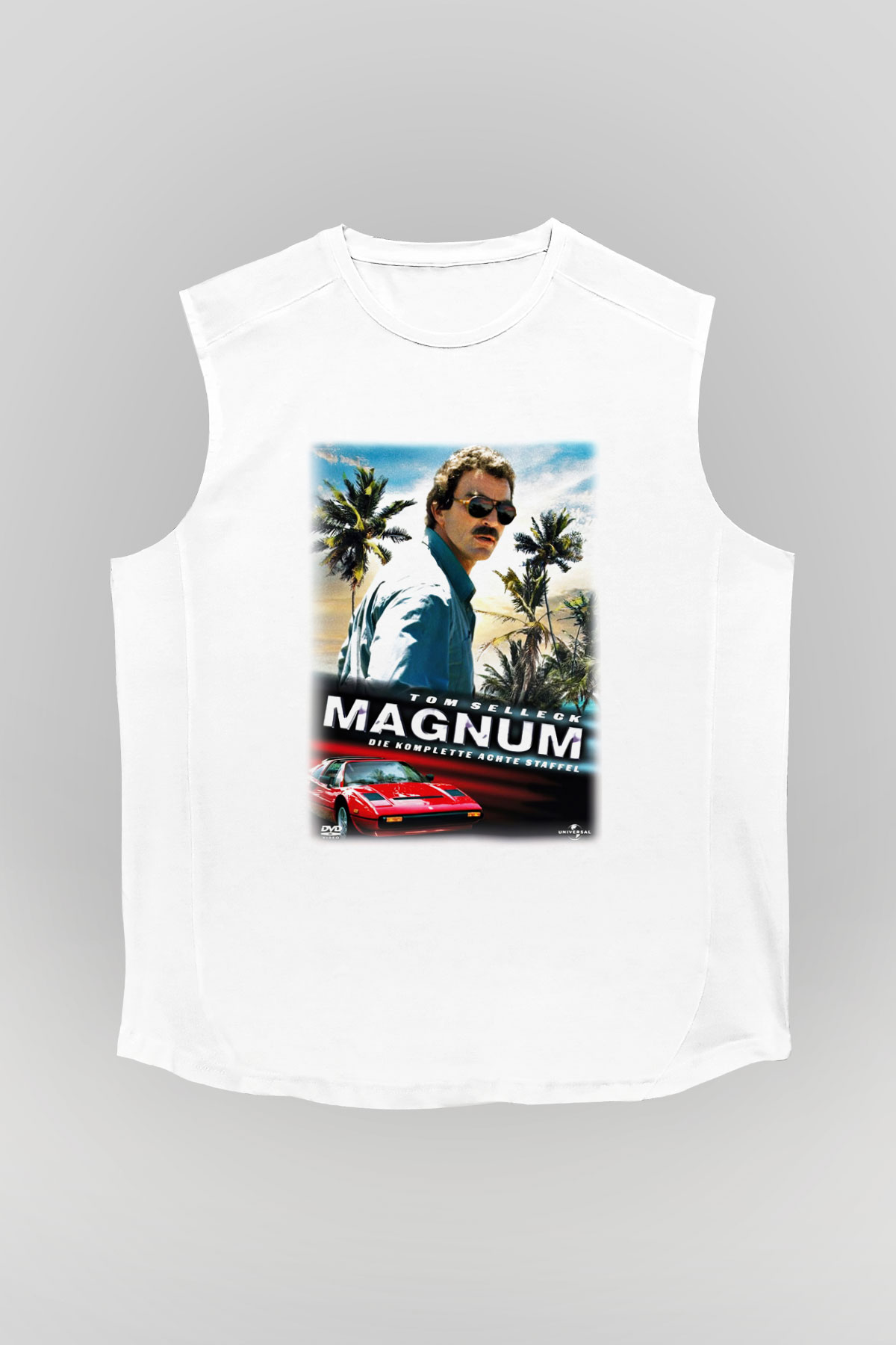 Magnum P.I. Beyaz Unisex Kolsuz Tişört