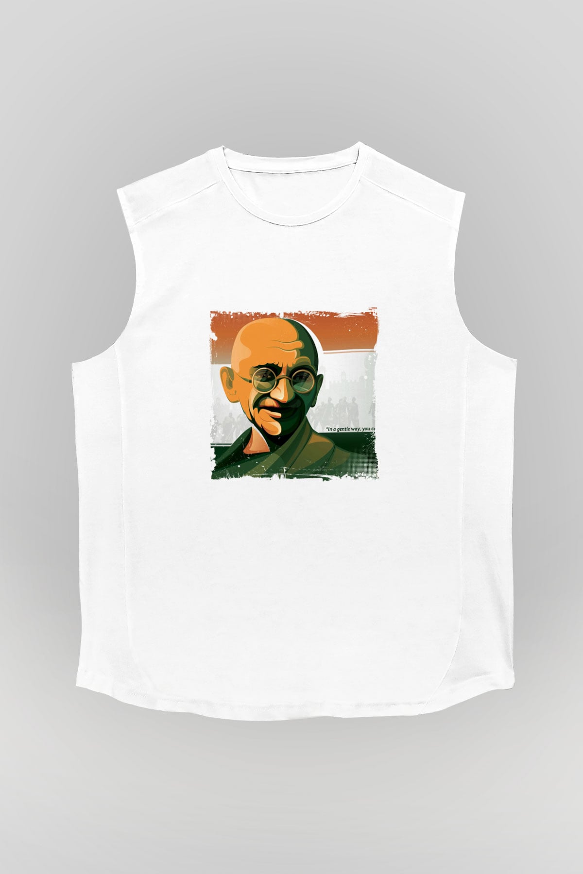 Mahatma Gandi Unisex Baskılı Beyaz Kolsuz Tişört