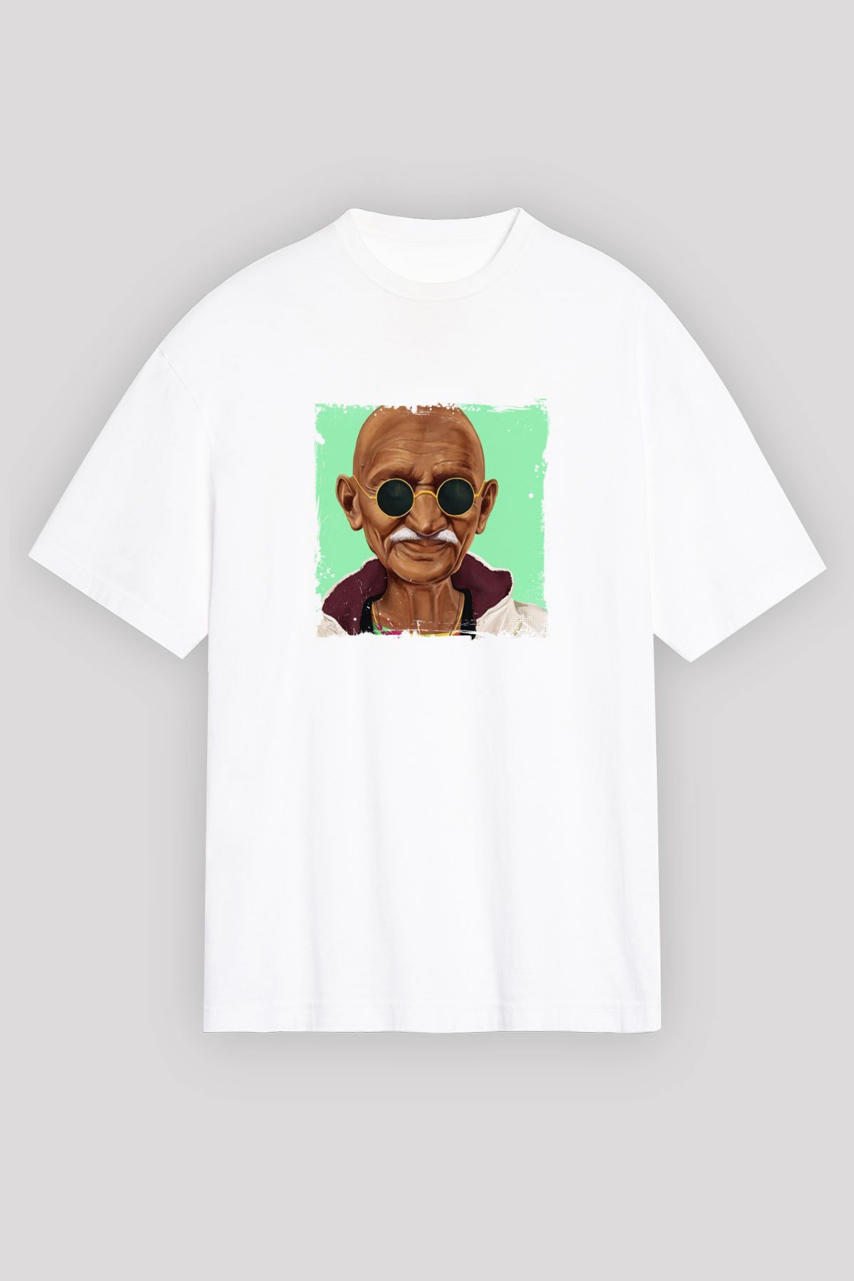 Mahatma Gandi Unisex Baskılı Beyaz Tişört