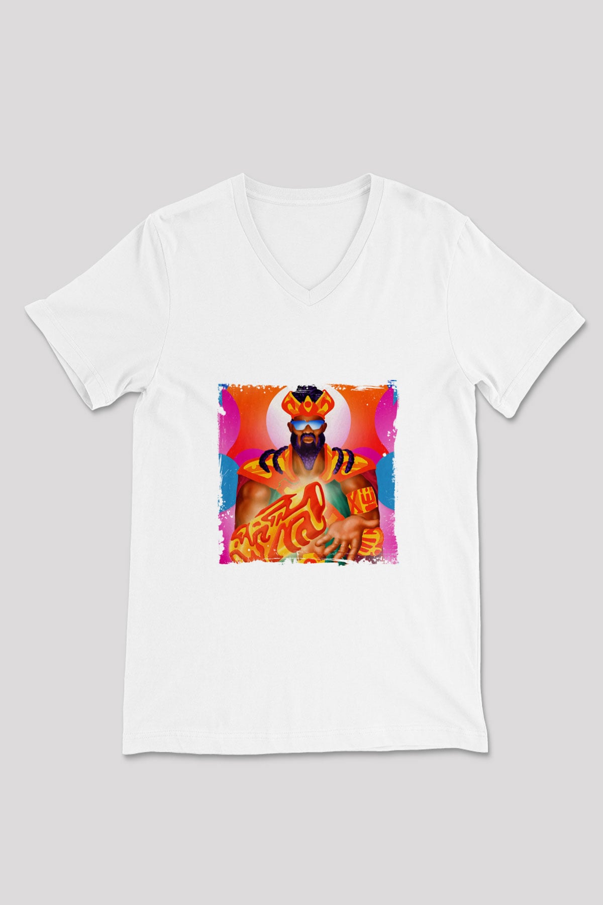 Major Lazer Baskılı Beyaz V Yaka Unisex Tişört