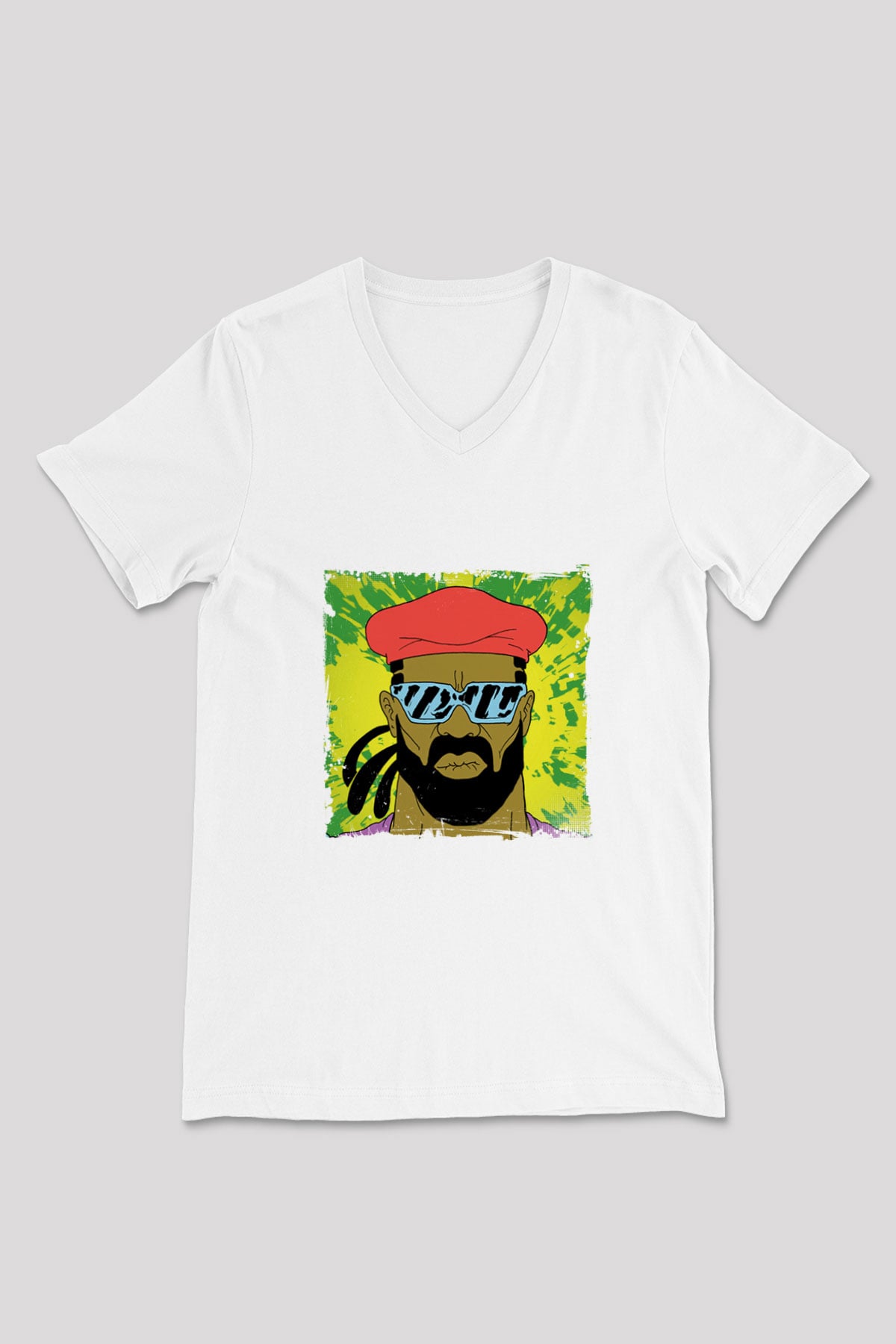 Major Lazer Baskılı Beyaz V Yaka Unisex Tişört