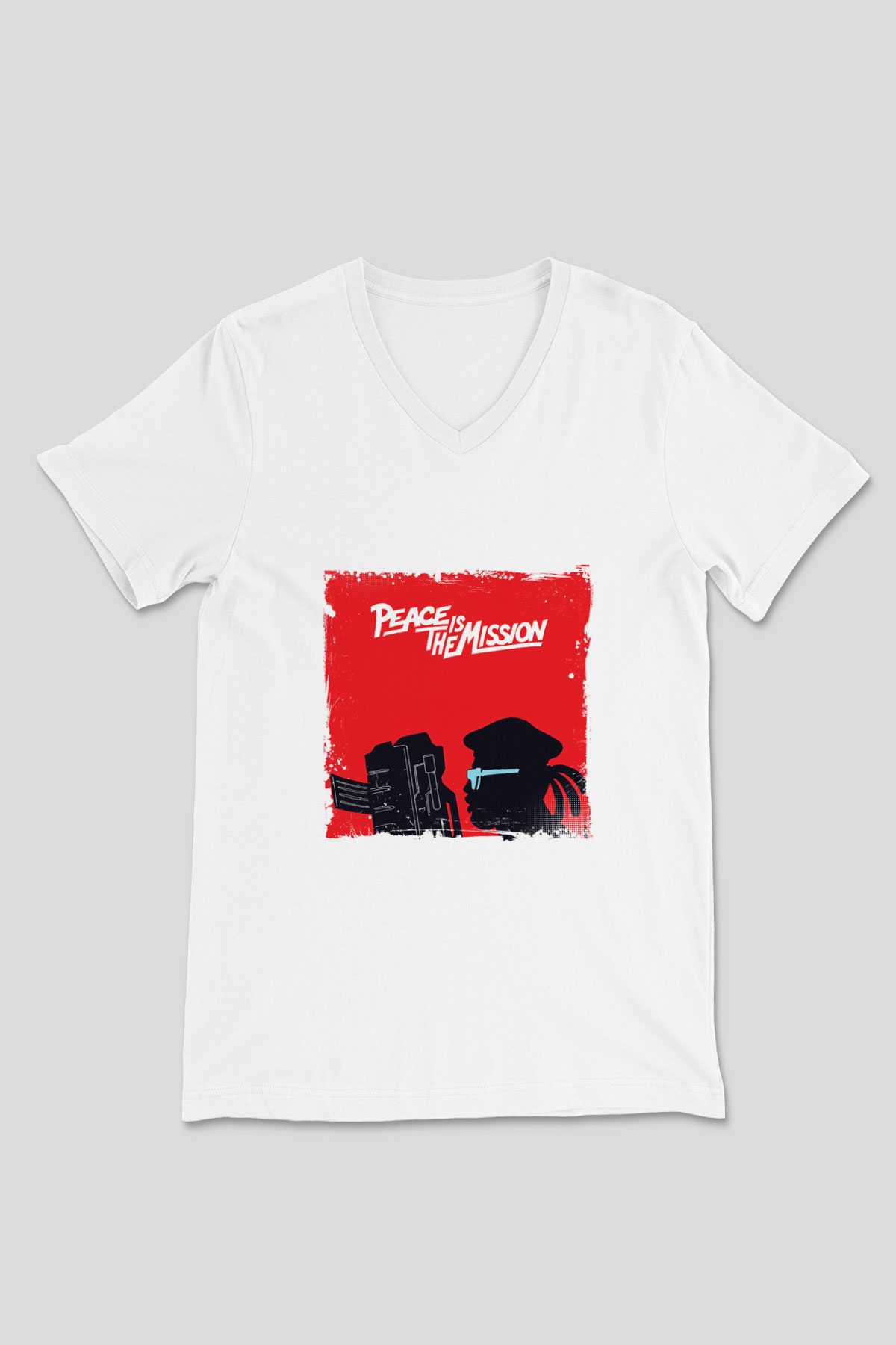 Major Lazer Baskılı Beyaz V Yaka Unisex Tişört