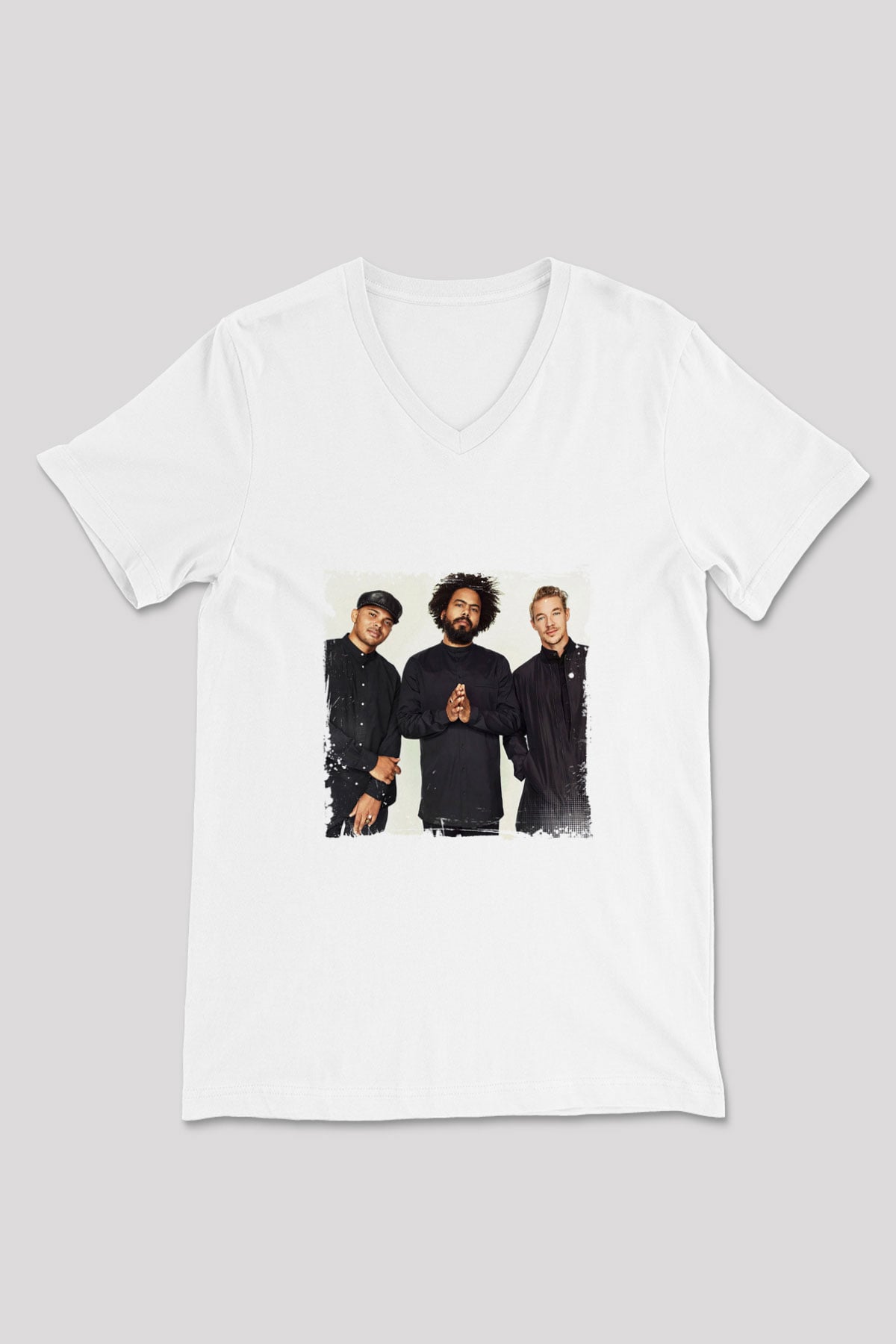 Major Lazer Baskılı Beyaz V Yaka Unisex Tişört