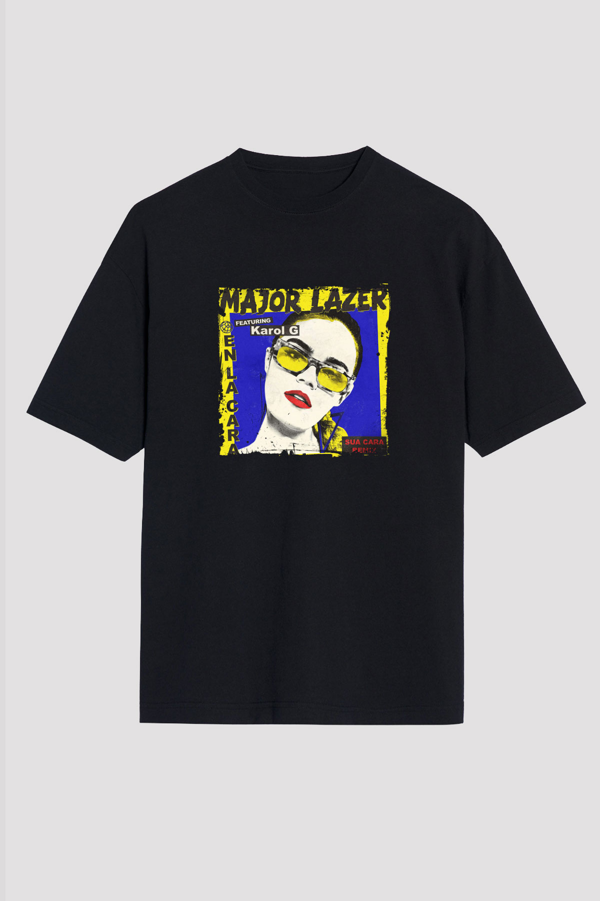 Major Lazer Baskılı Unisex Oversize Siyah Tişört