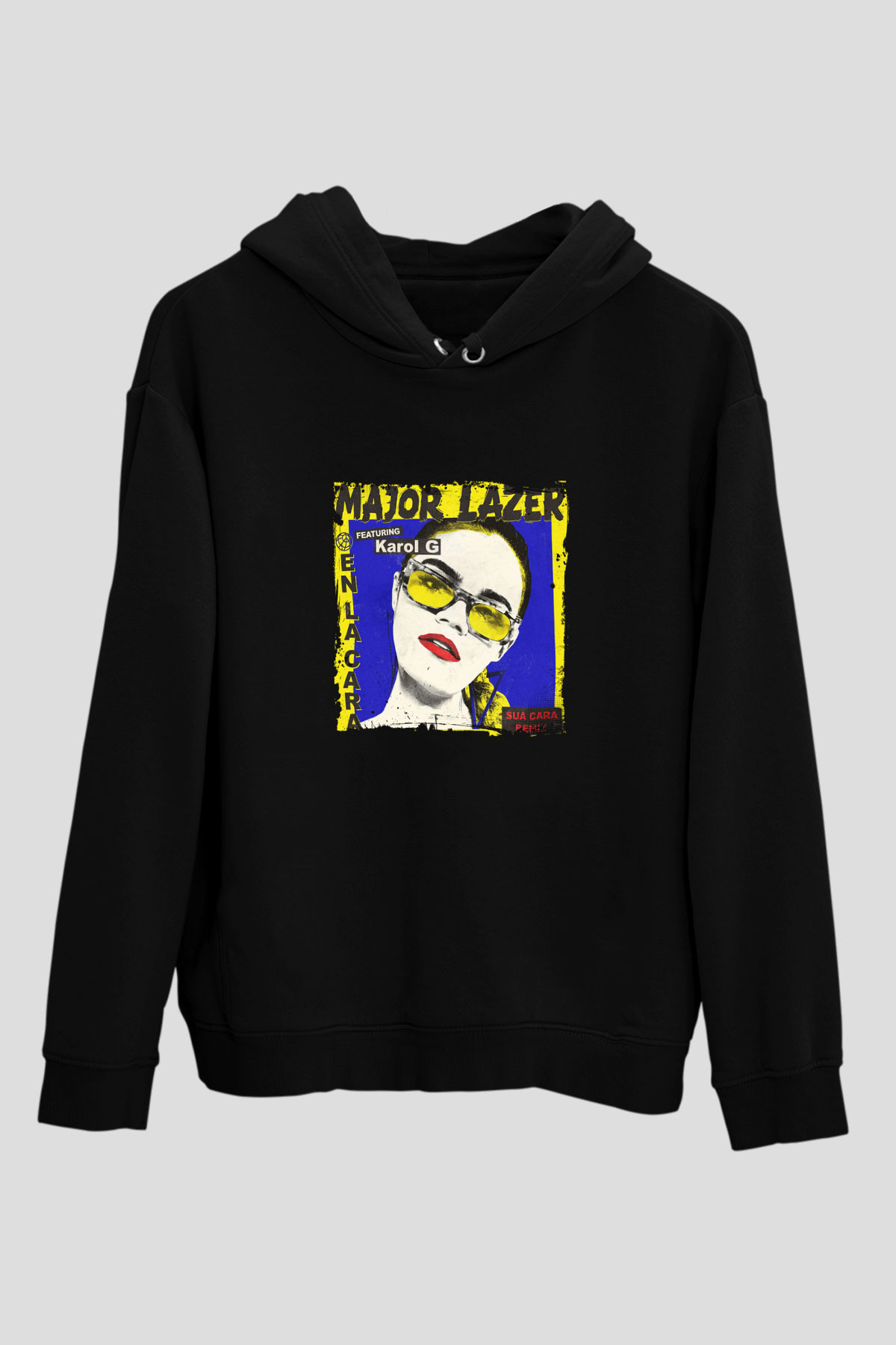 Major Lazer Baskılı Unisex Siyah Hoodie