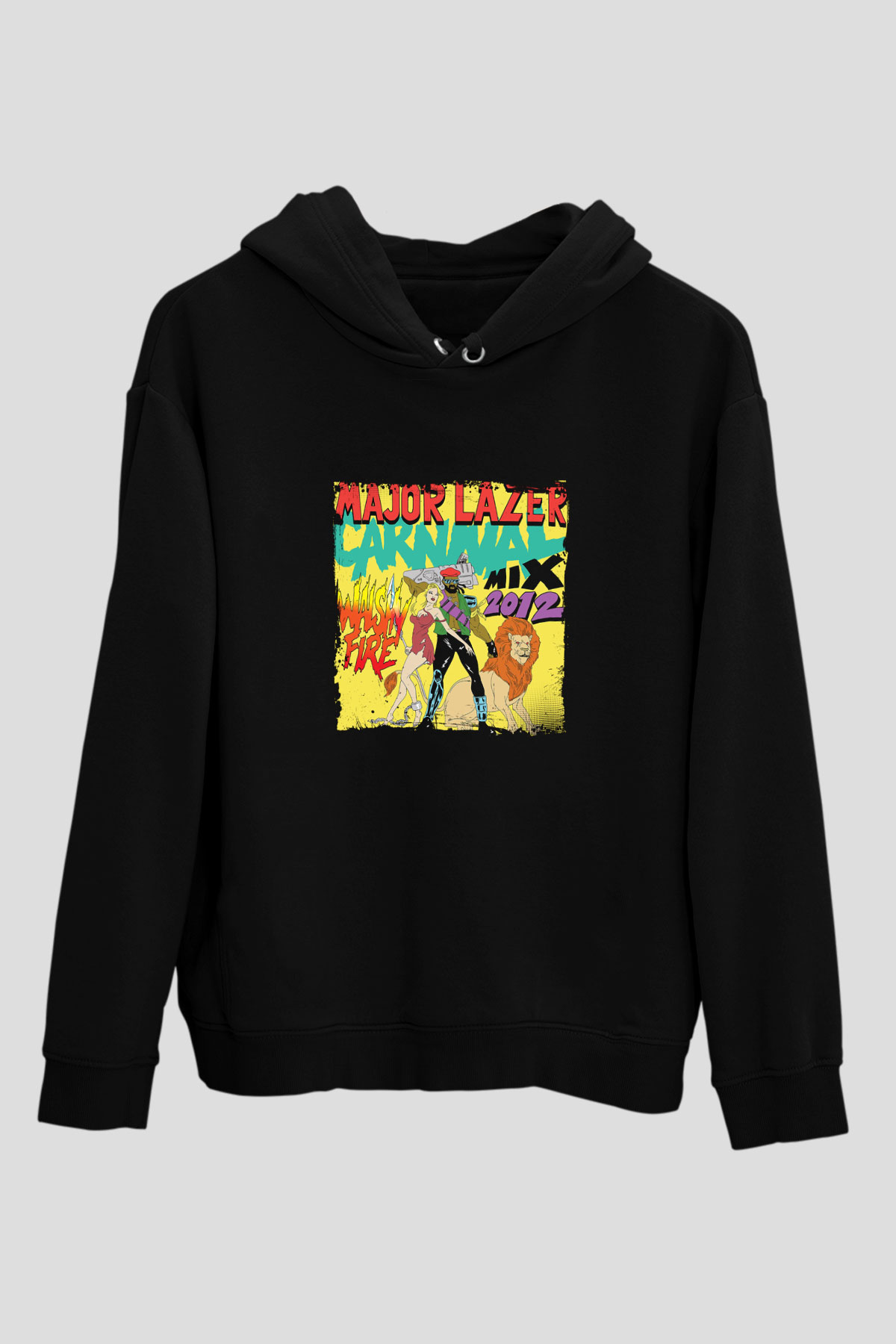 Major Lazer Baskılı Unisex Siyah Hoodie