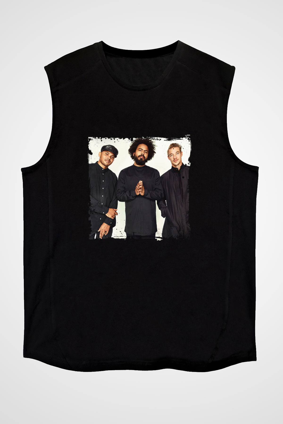 Major Lazer Baskılı Unisex Siyah Kolsuz Tişört