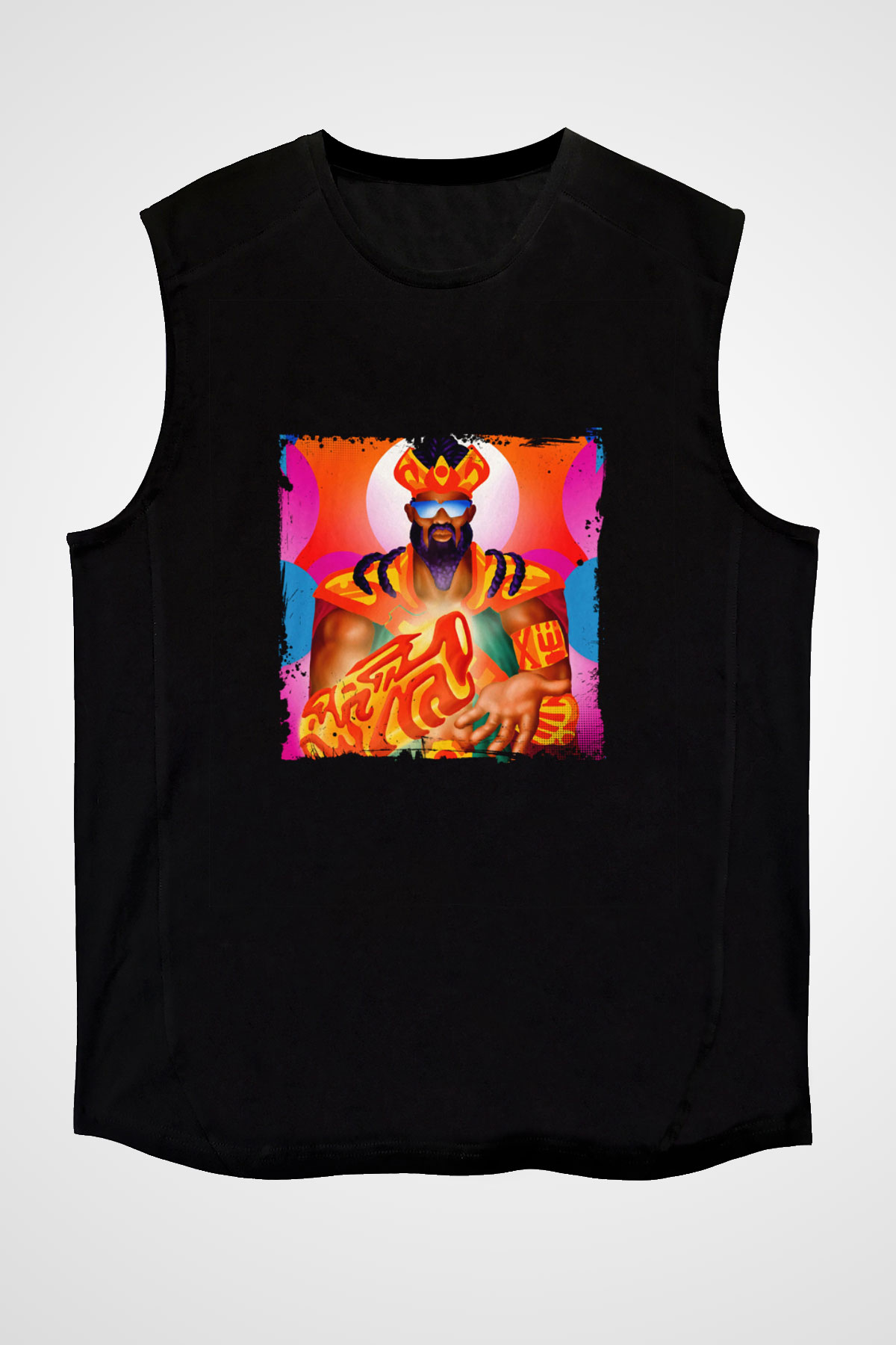 Major Lazer Baskılı Unisex Siyah Kolsuz Tişört