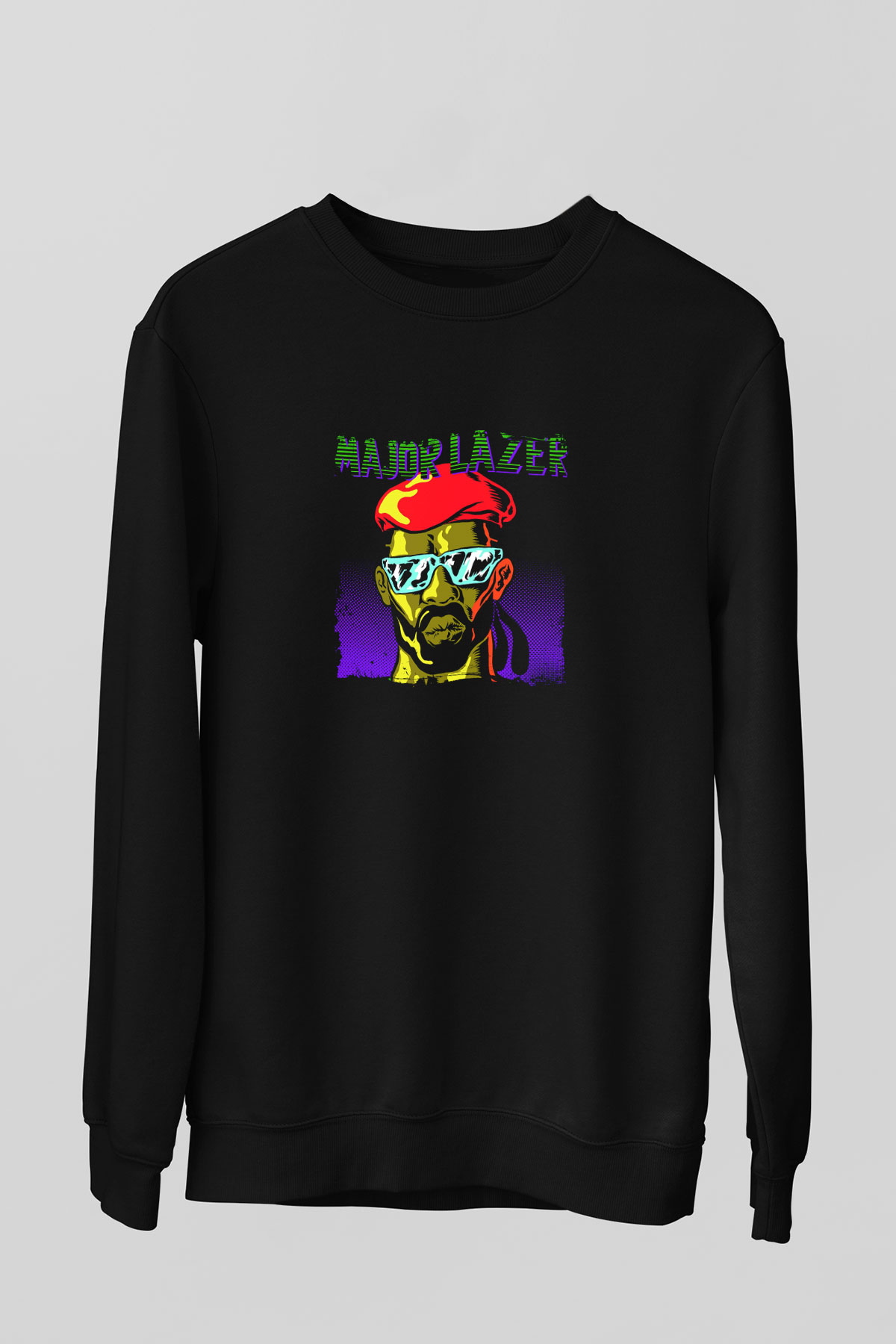 Major Lazer Baskılı Unisex Siyah Sweatshirt