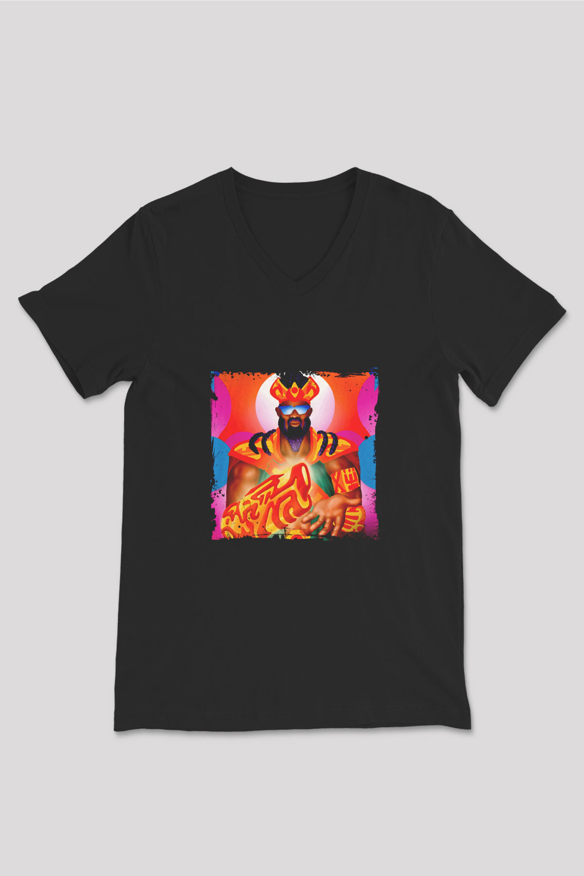 Major Lazer Baskılı Unisex Siyah V Yaka Tişört
