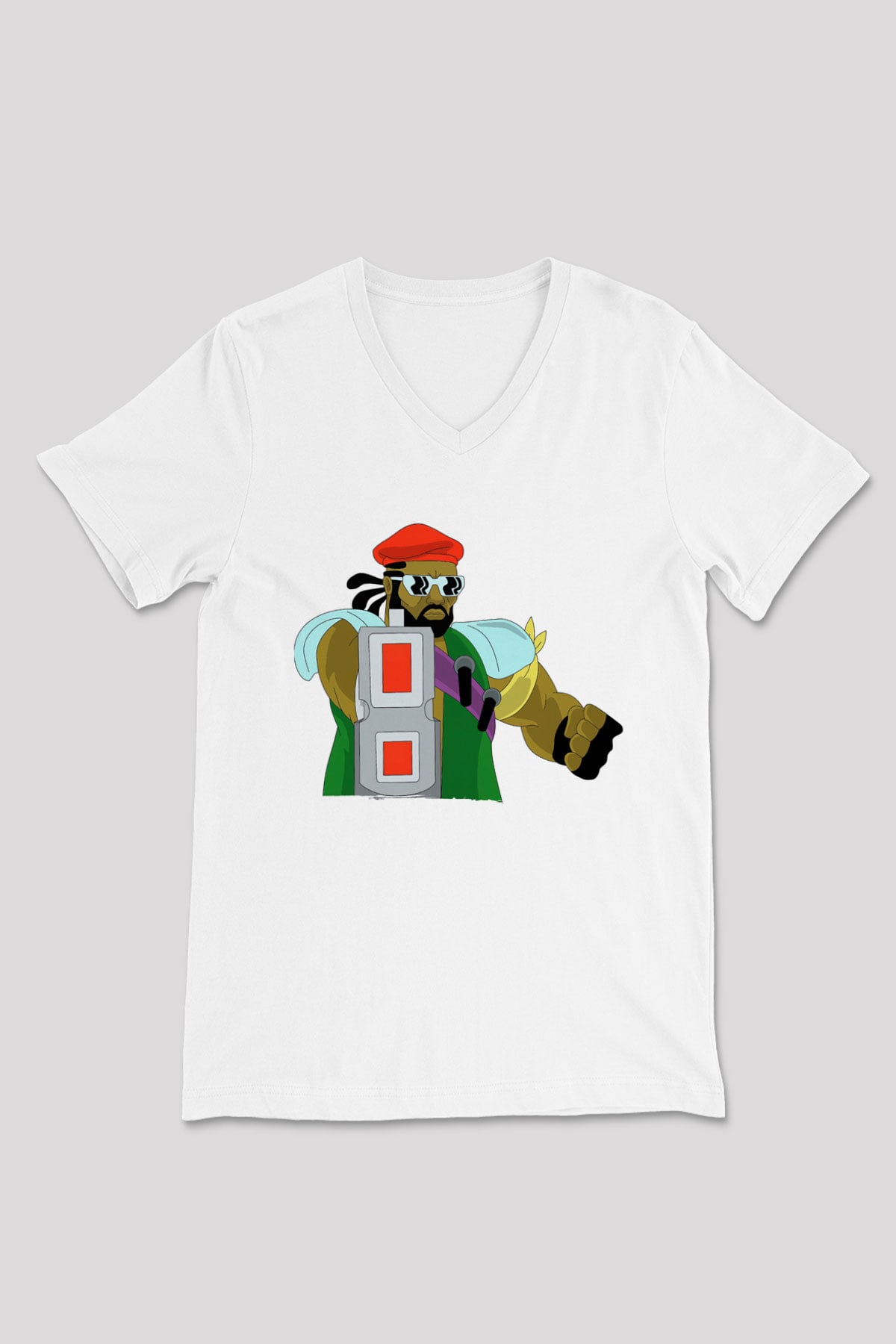 Major Lazer Beyaz Unisex V Yaka Tişört