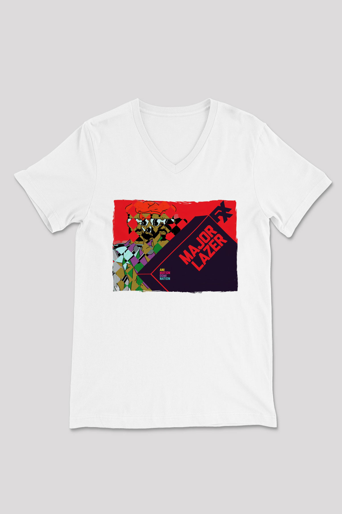 Major Lazer Beyaz Unisex V Yaka Tişört