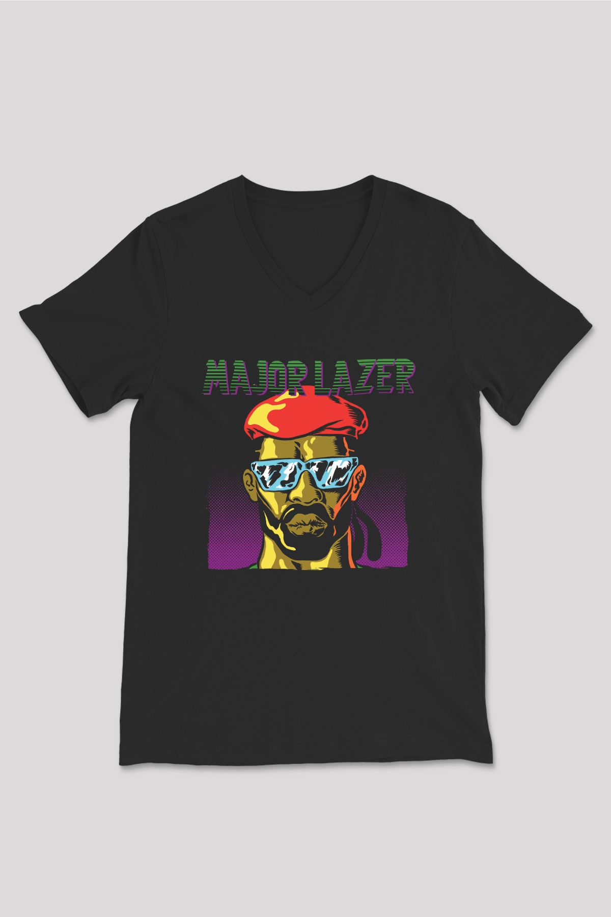 Major Lazer Siyah Unisex V Yaka Tişört