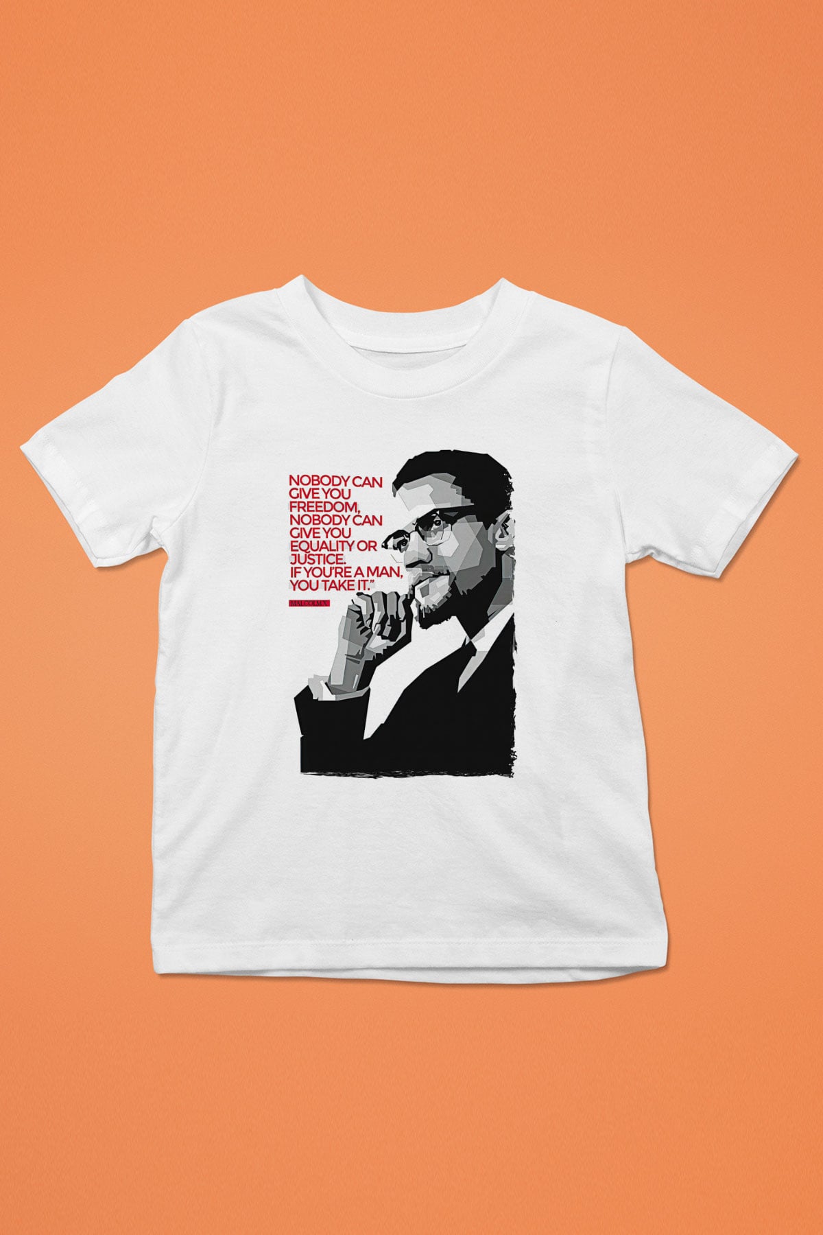 Malcolm X James Baskılı Beyaz Unisex Beyaz Çocuk Tişört - Tshirt