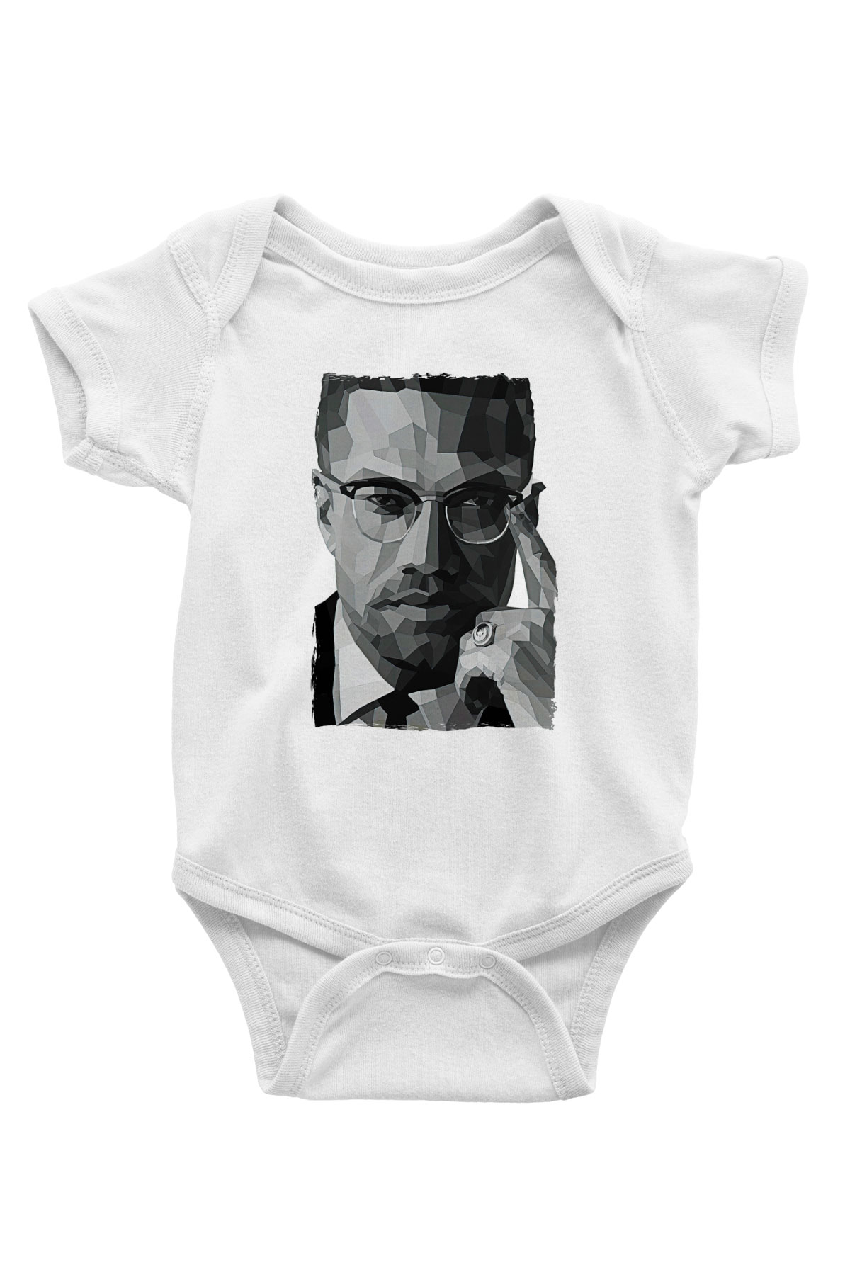 Malcolm X James Baskılı Beyaz Unisex Bebek Body - Zıbın