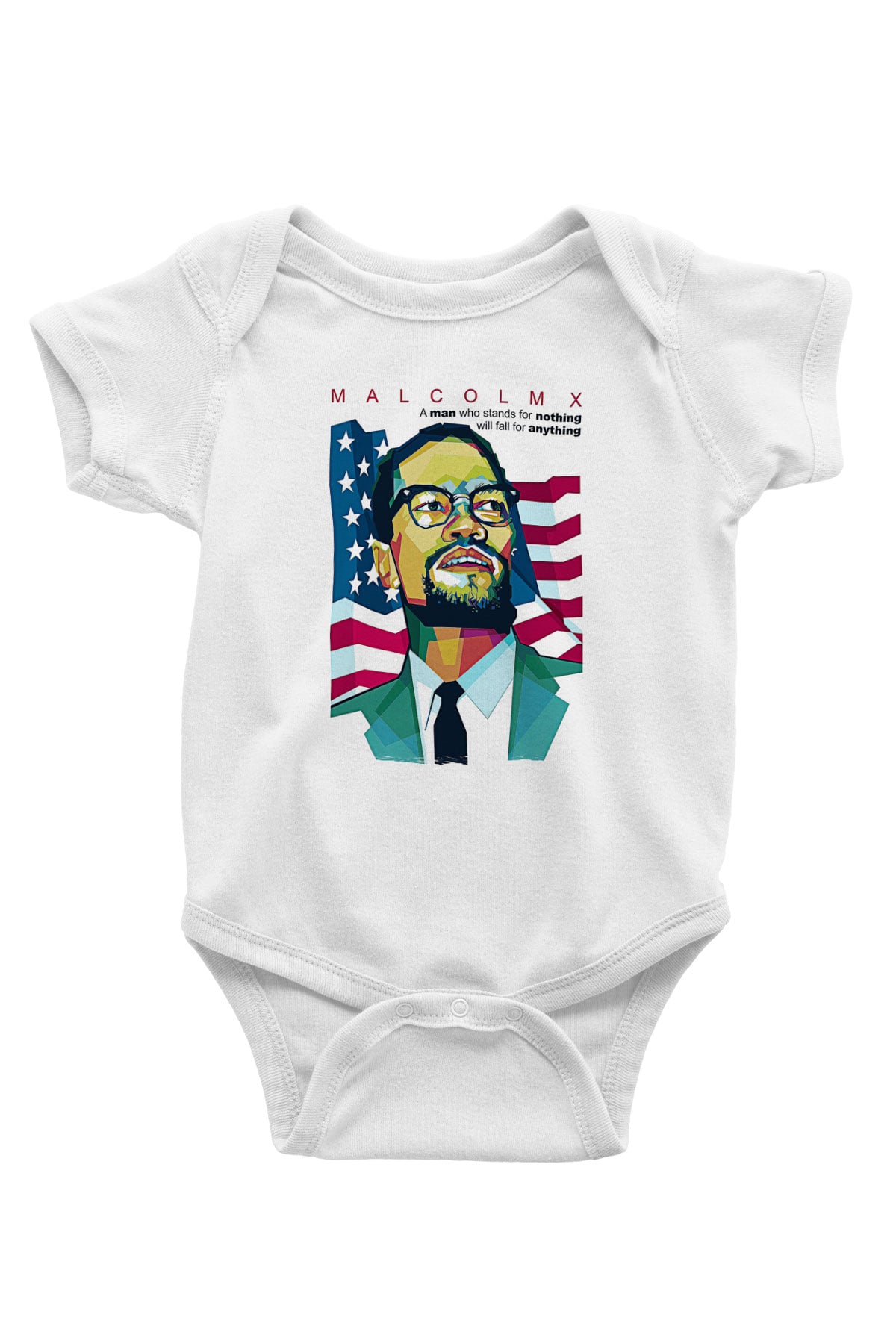Malcolm X James Baskılı Beyaz Unisex Bebek Body - Zıbın