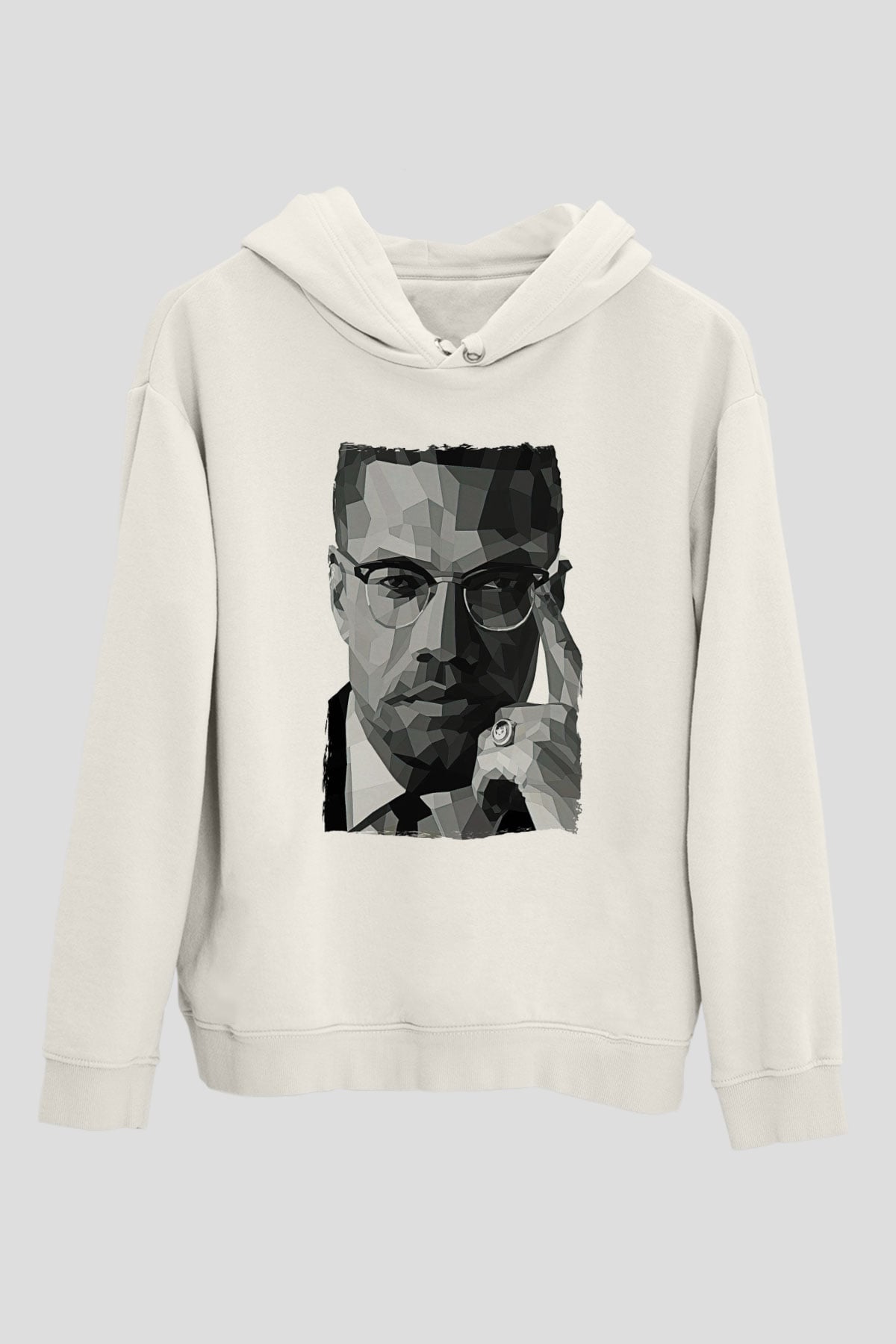 Malcolm X James Baskılı Beyaz Unisex Kapüşonlu Sweatshirt