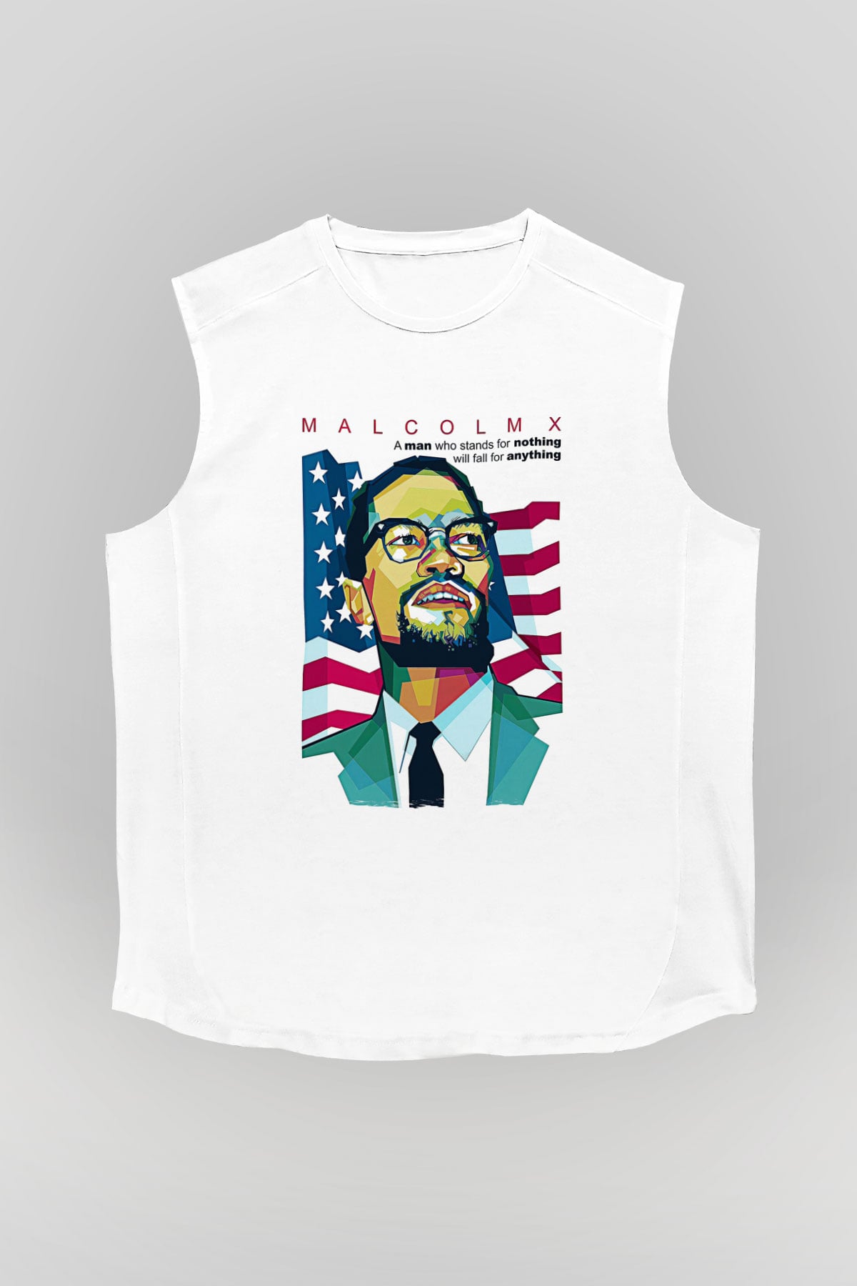 Malcolm X James Baskılı Beyaz Unisex Kolsuz Tişört - Tshirt