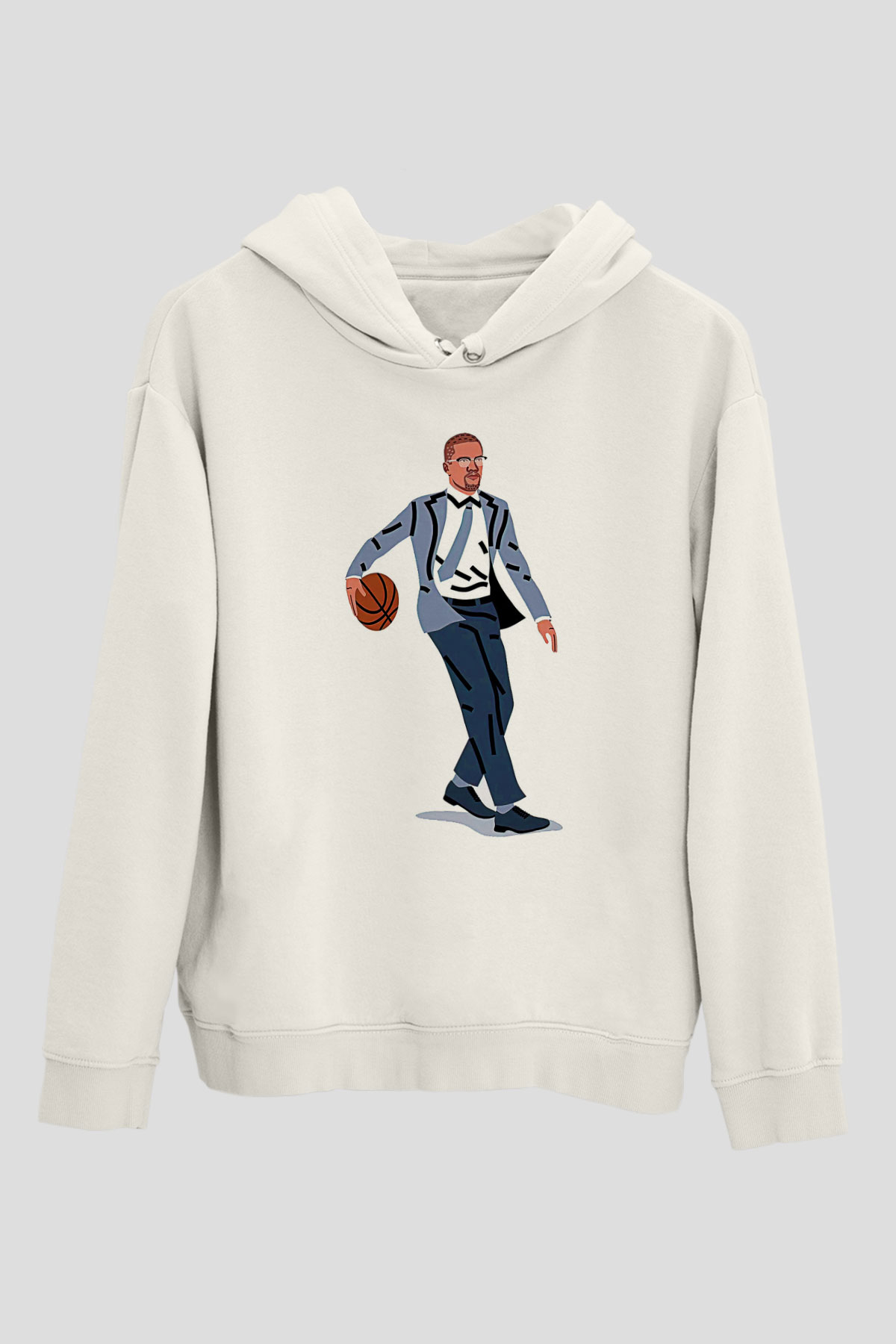 Malcolm X James Baskılı Beyaz Unisex Kapüşonlu Sweatshirt