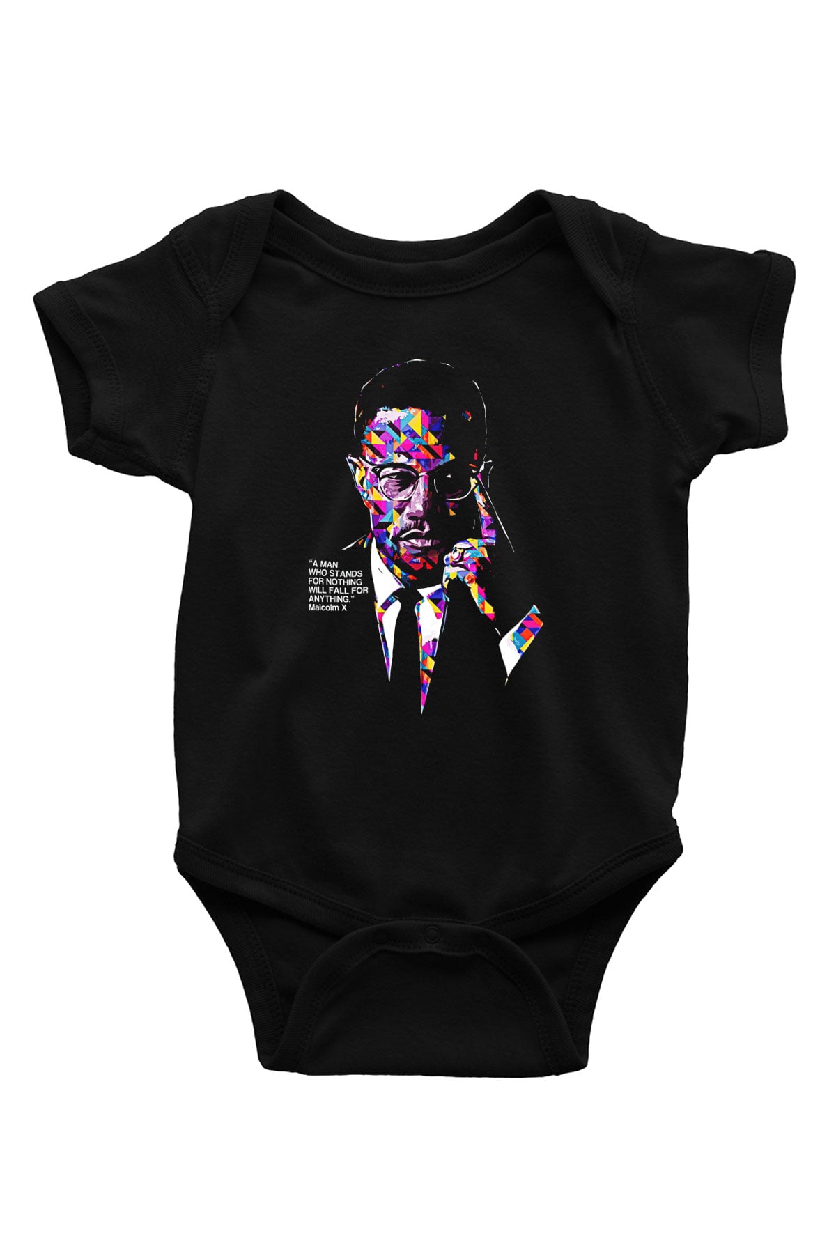 Malcolm X James Baskılı Unisex Siyah Bebek Body - Zıbın